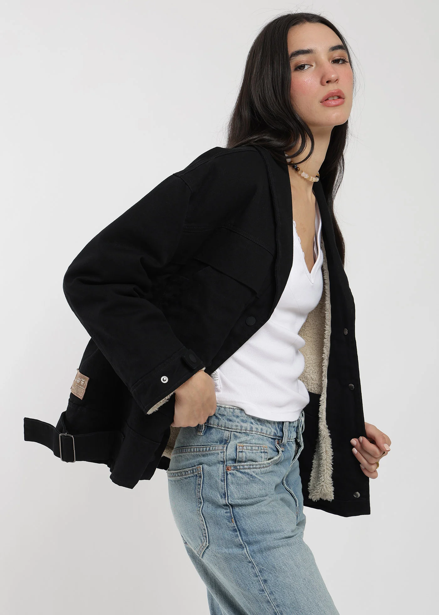 Chaqueta Clásica Canvas Solid Mujer - Image 7