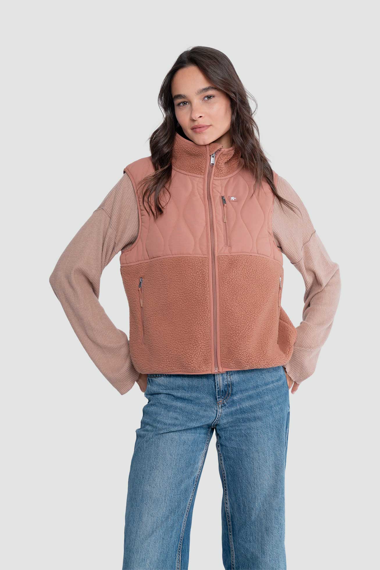 Chaqueta Sin Mangas Vest Mujer - Terracota