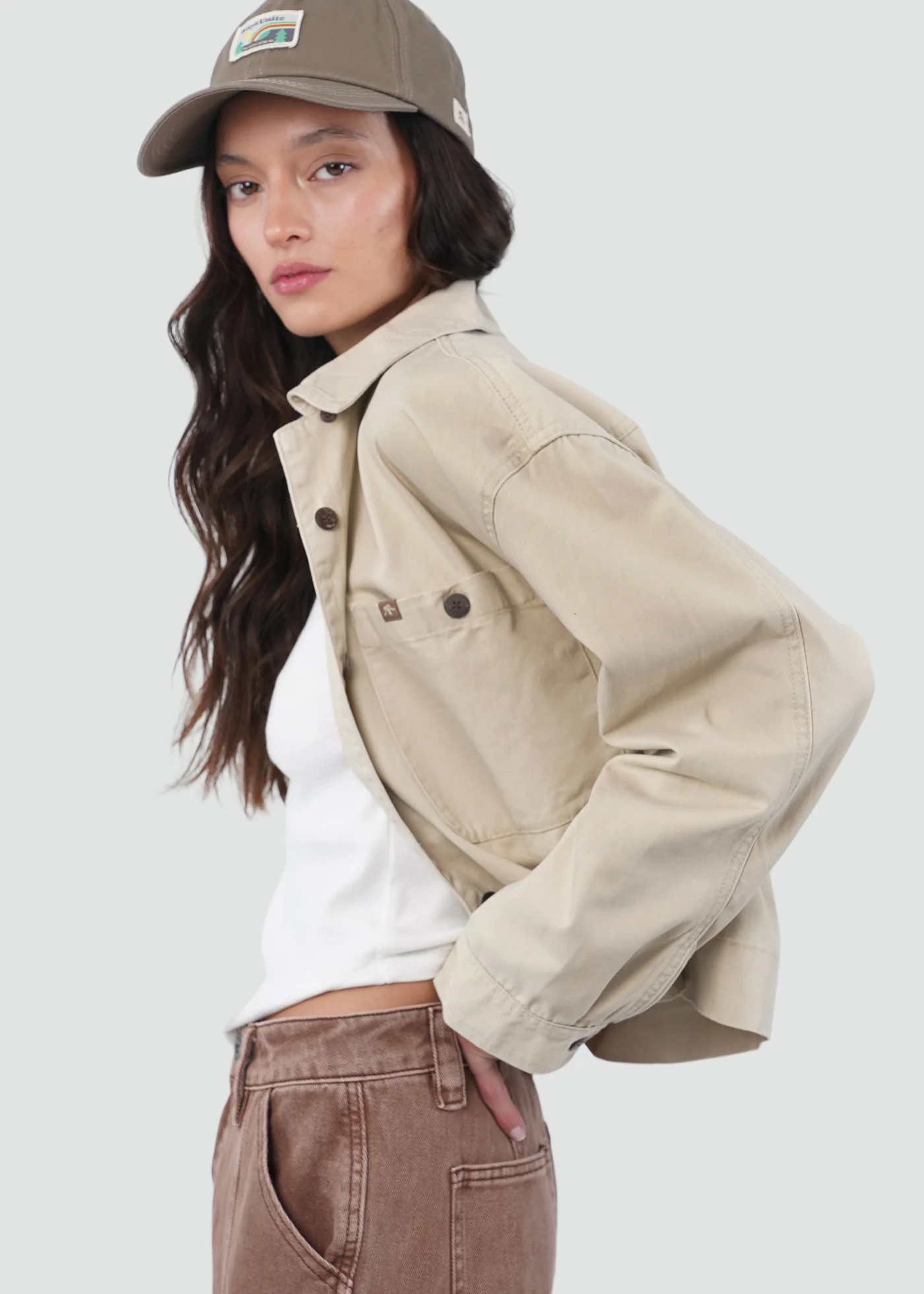 Chaqueta Sobrecamisa Algodón Boique Mujer - Ecru - Image 3