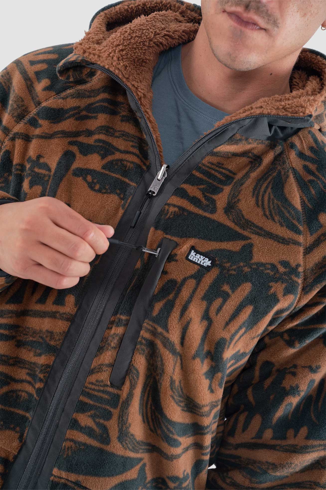 Chiporro Con Cierre Shaggy Grizzly Reversible Hombre - Camel - Image 7