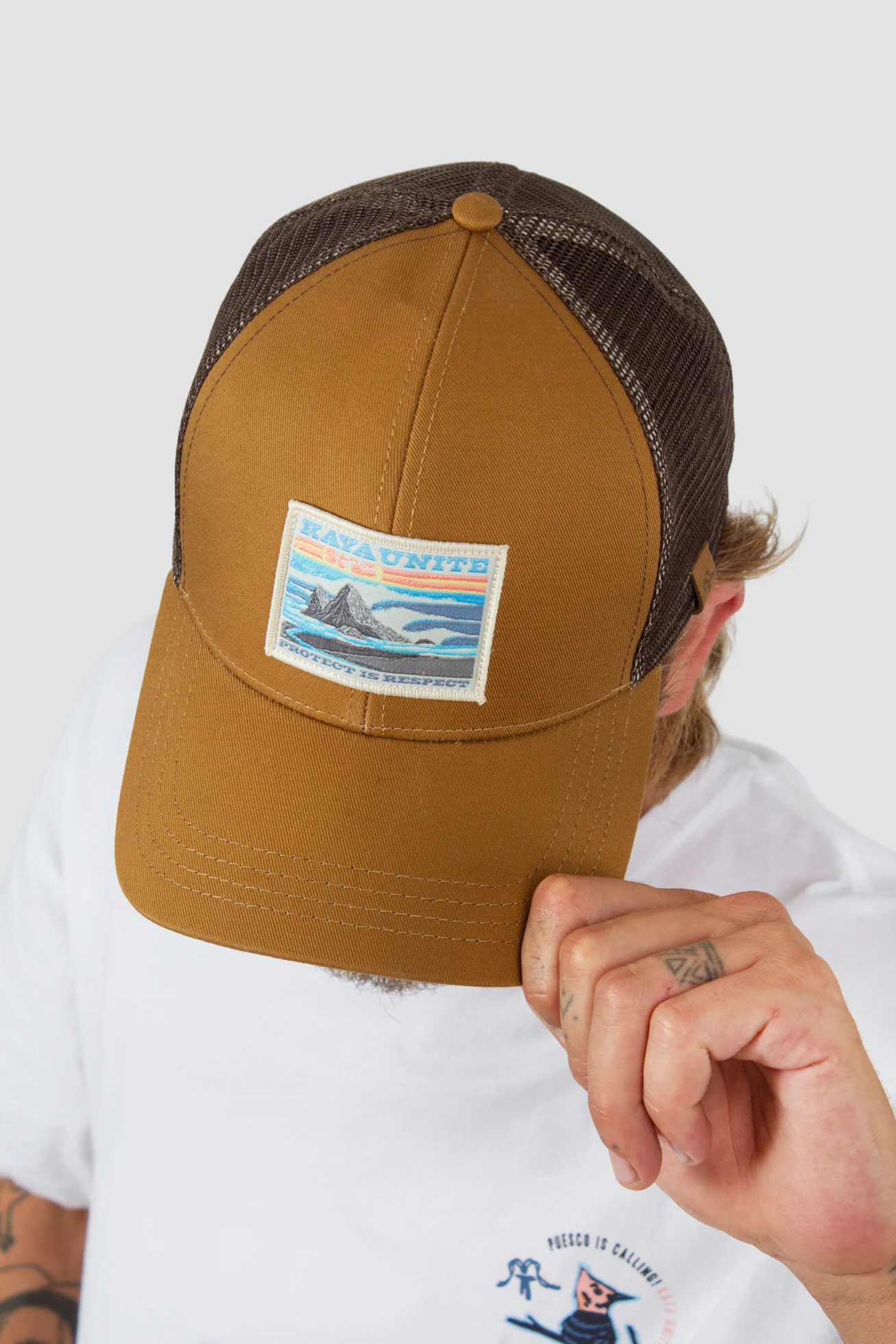 Gorro Jockey Algodón Trucker Piedra - Café - Image 6