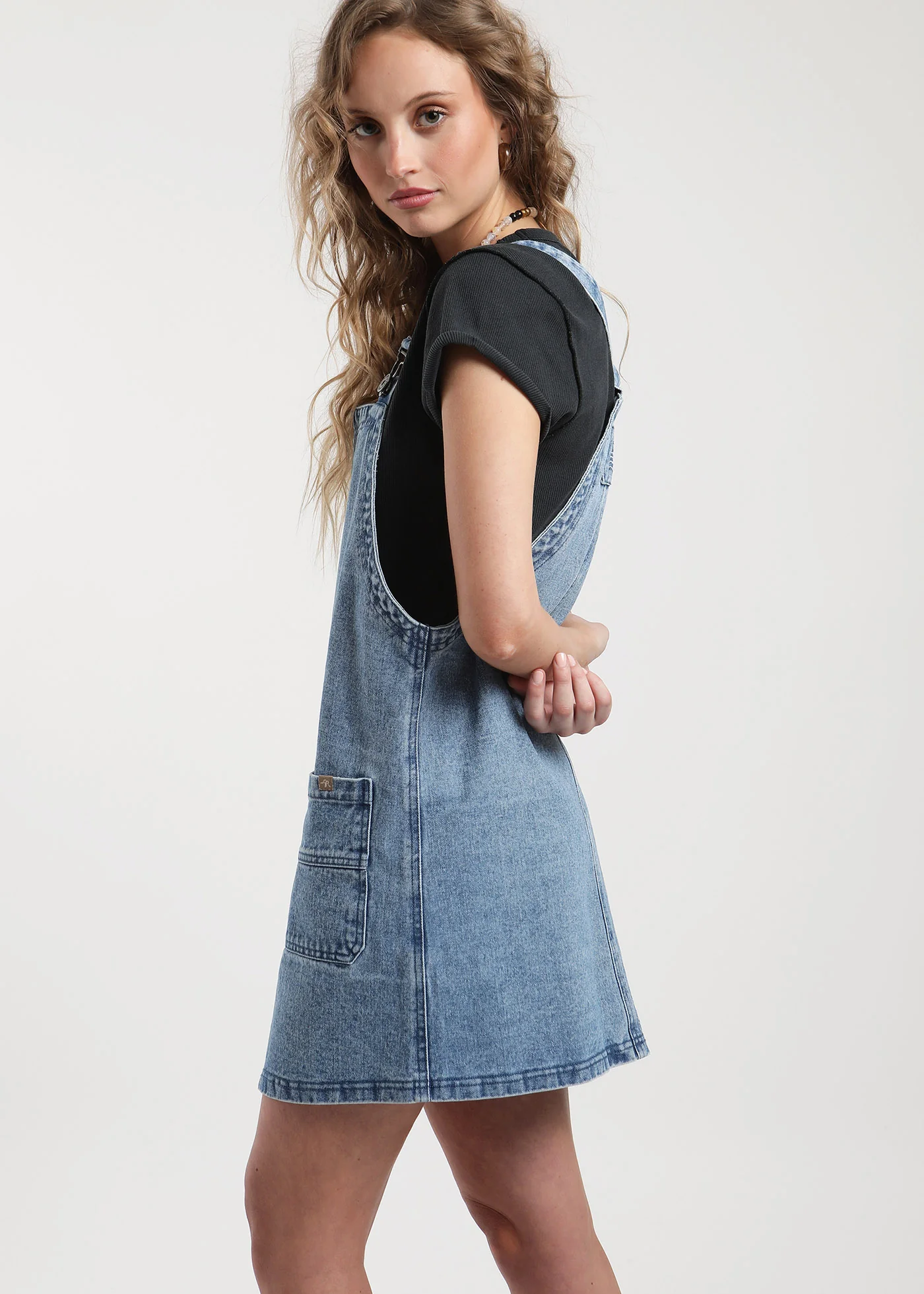 Jardinera Denim Vestido Mujer - Azul - Image 3