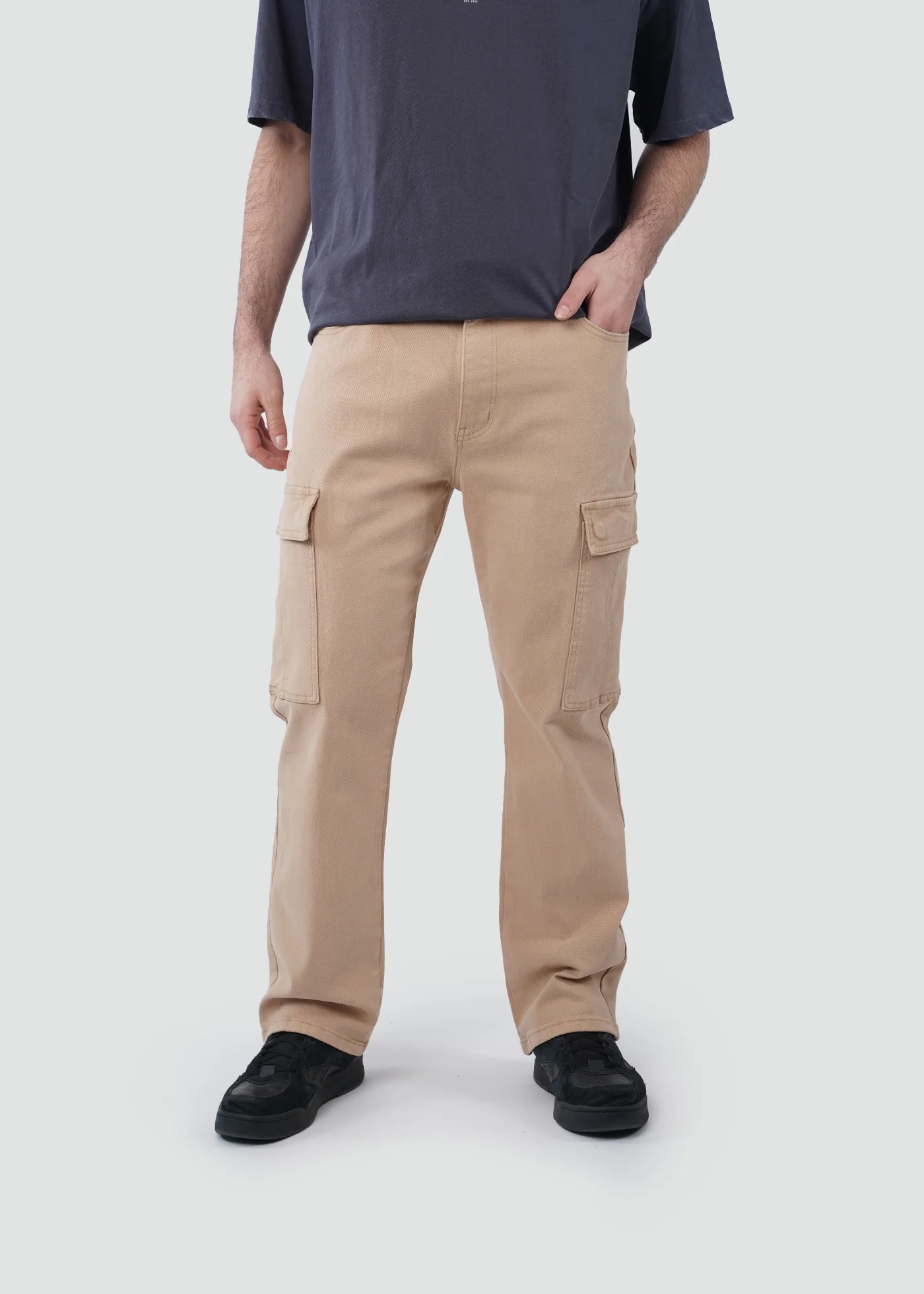 Pantalón Recto Algodón Cargo Hombre - Caqui