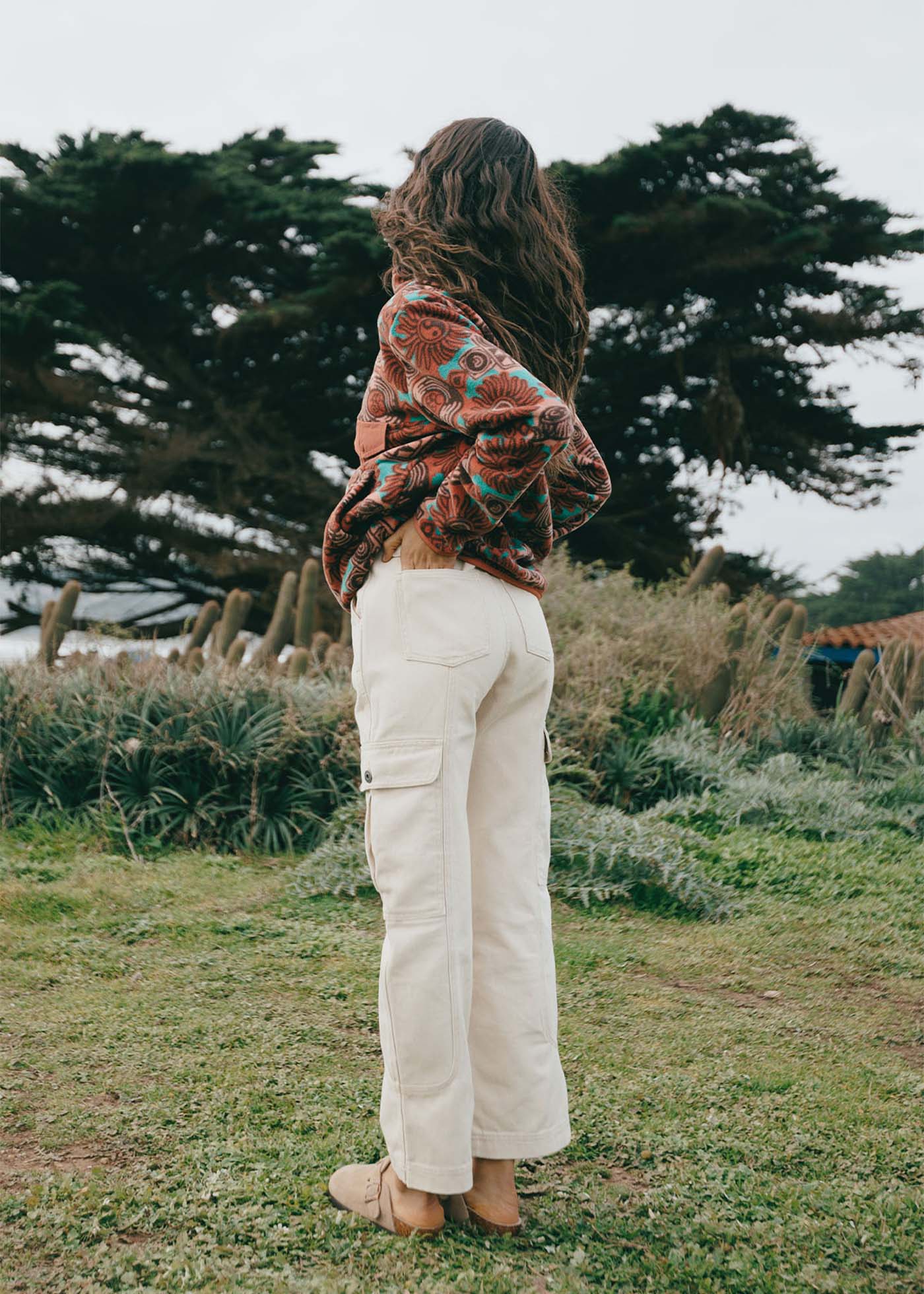 Pantalón Recto Algodón Cargo Mujer - Ecru - Image 3