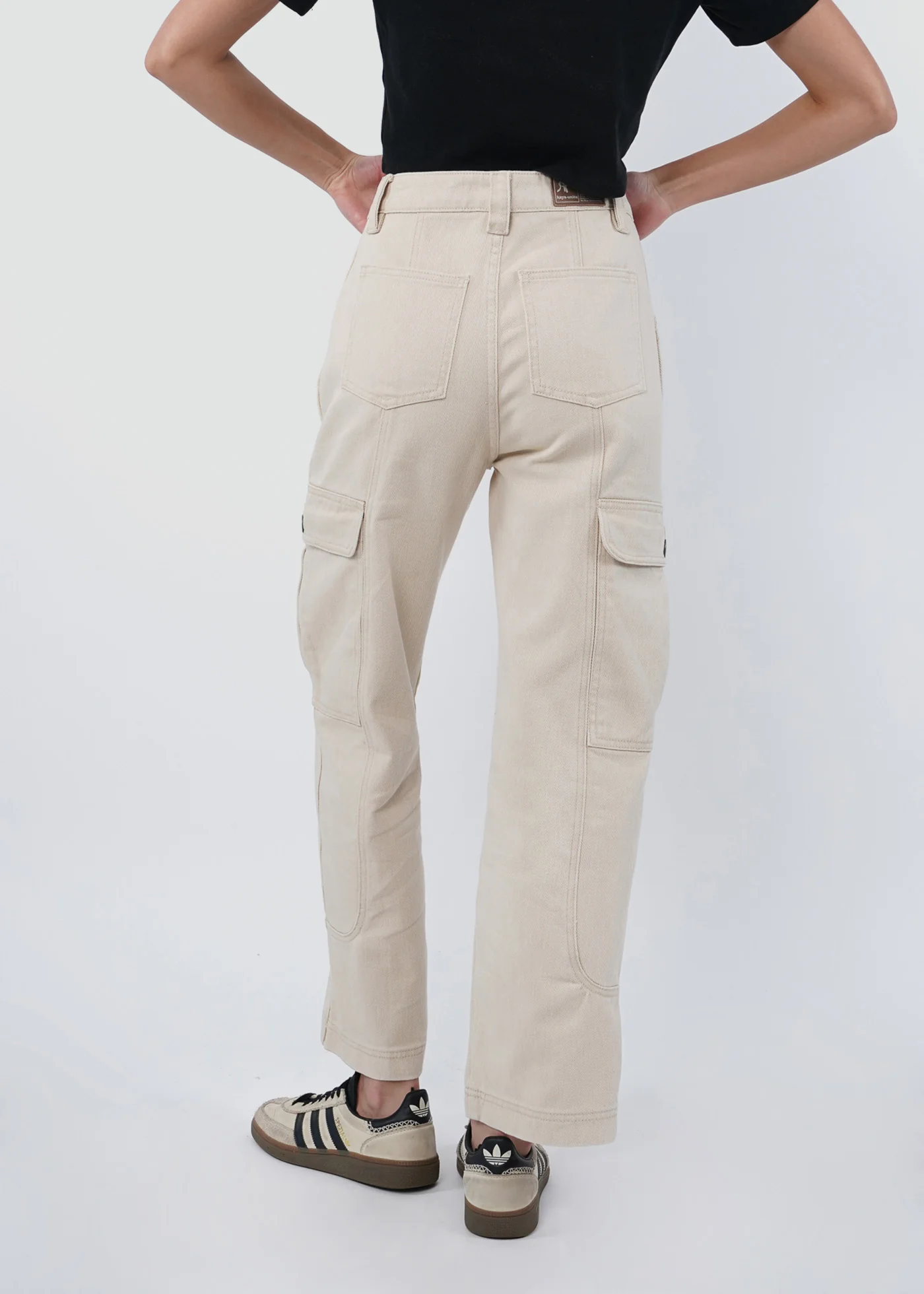 Pantalón Recto Algodón Cargo Mujer - Ecru - Image 5