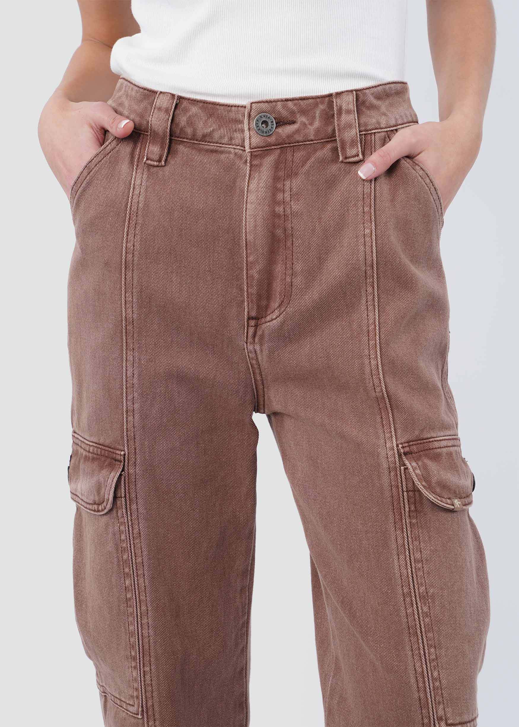Pantalón Recto Algodón Cargo Mujer - Rosa Palo - Image 6