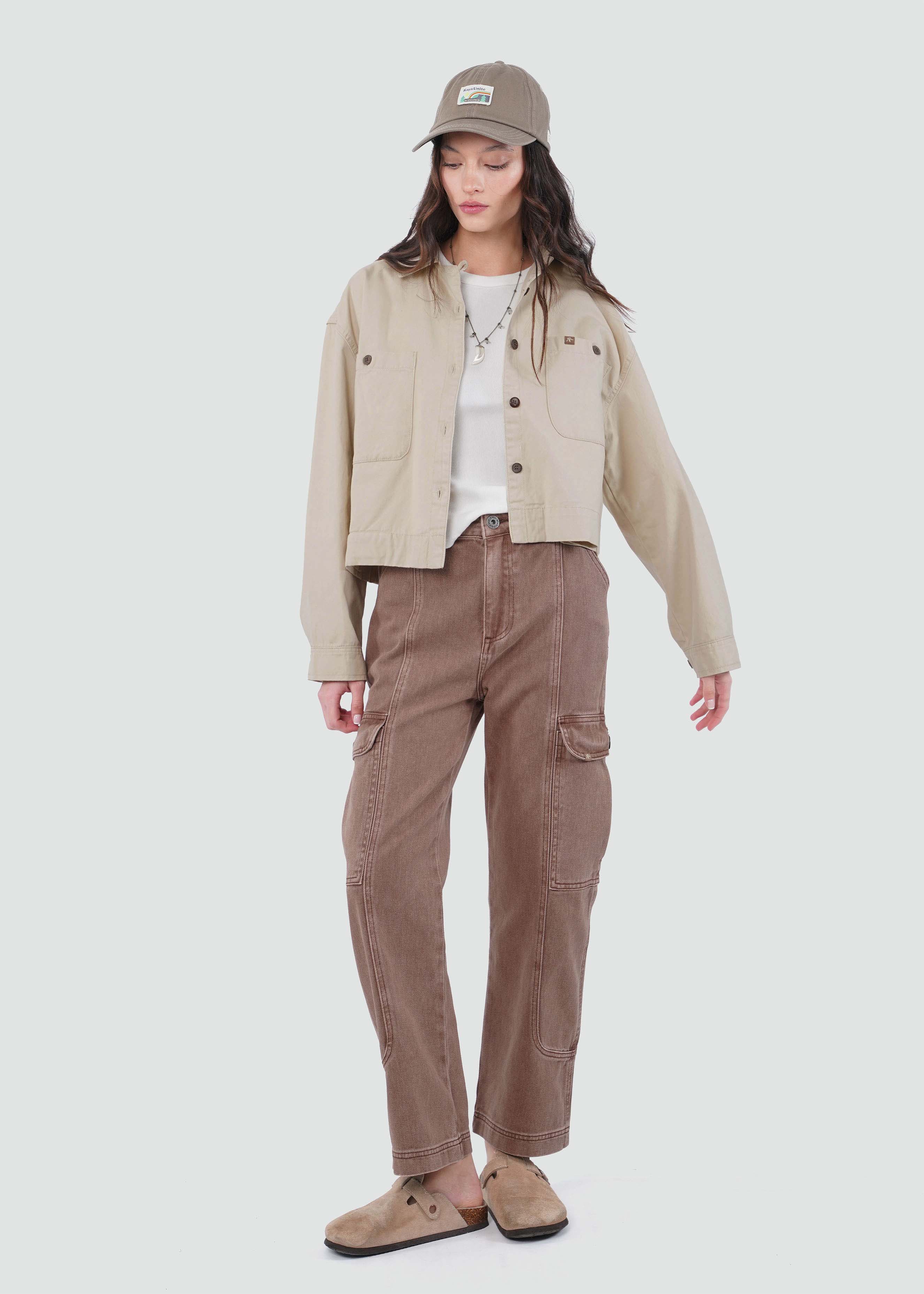 Pantalón Recto Algodón Cargo Mujer - Rosa Palo - Image 7