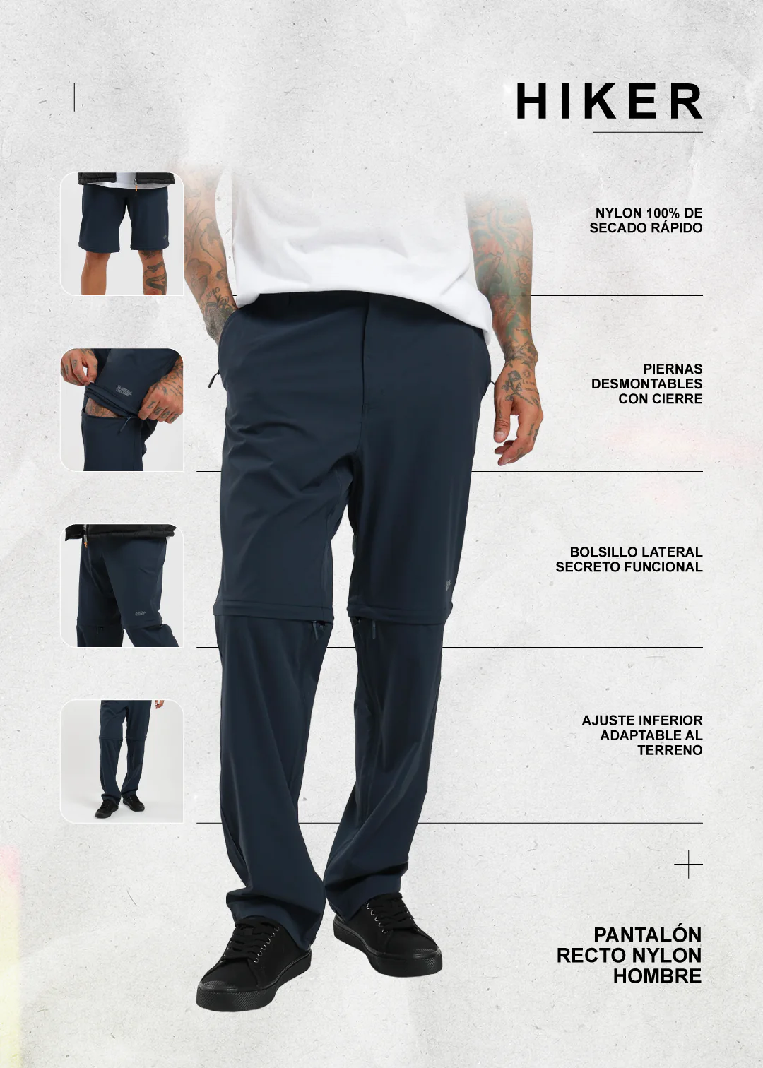 Pantalón Recto Nylon Hiker Hombre - Image 3