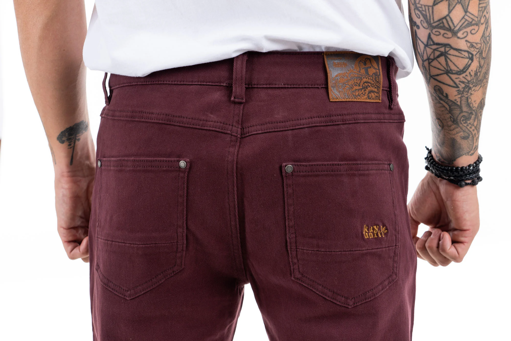 Pantalón Slim Algodón Daily Hombre - Burdeo - Image 3