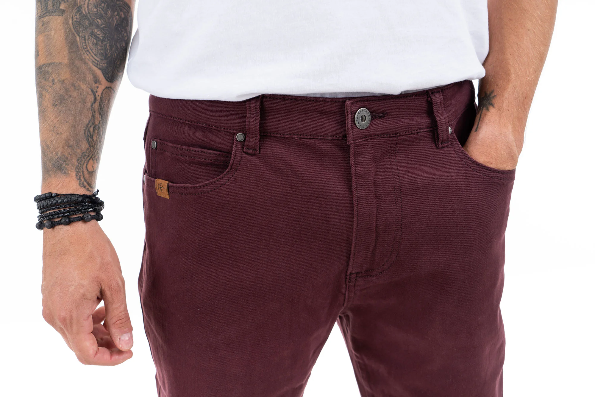 Pantalón Slim Algodón Daily Hombre - Burdeo - Image 4