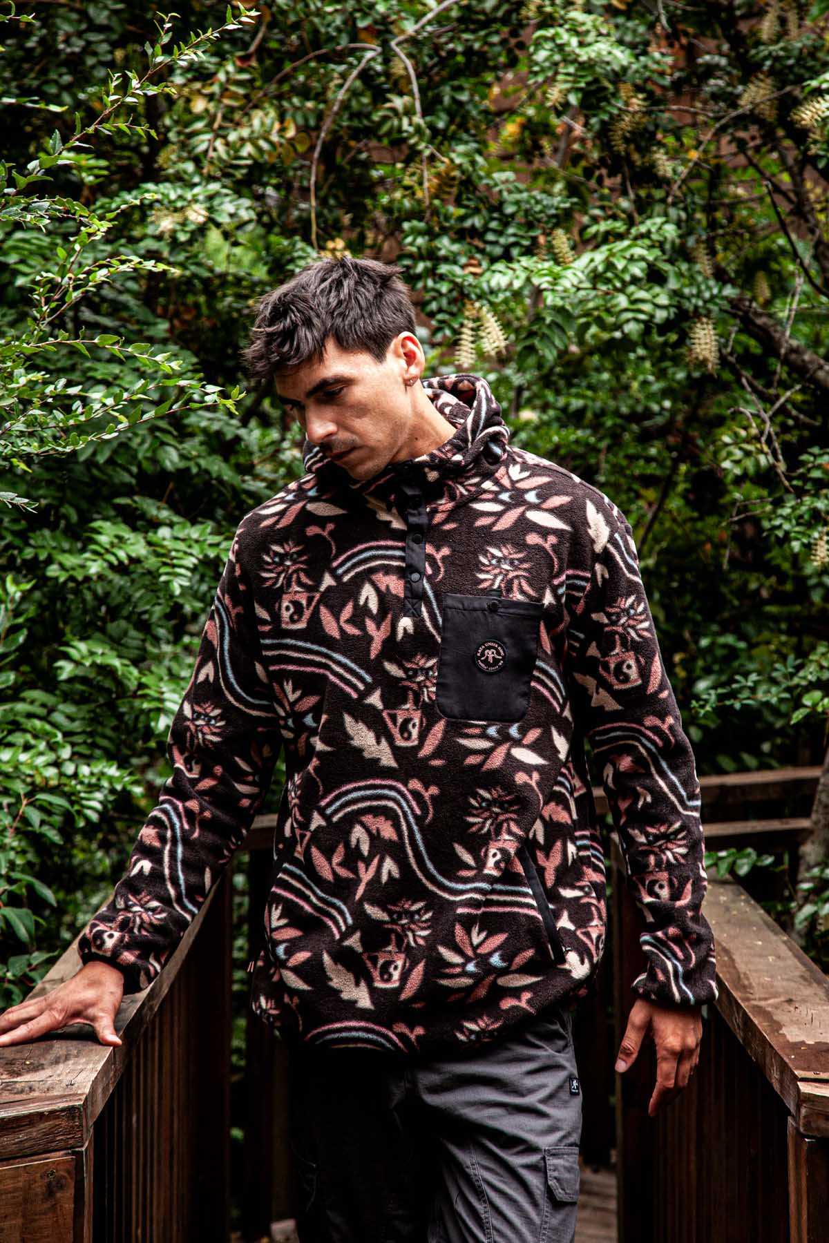 Polar Medio Cierre Hood Moke Hombre - Burdeo - Image 2