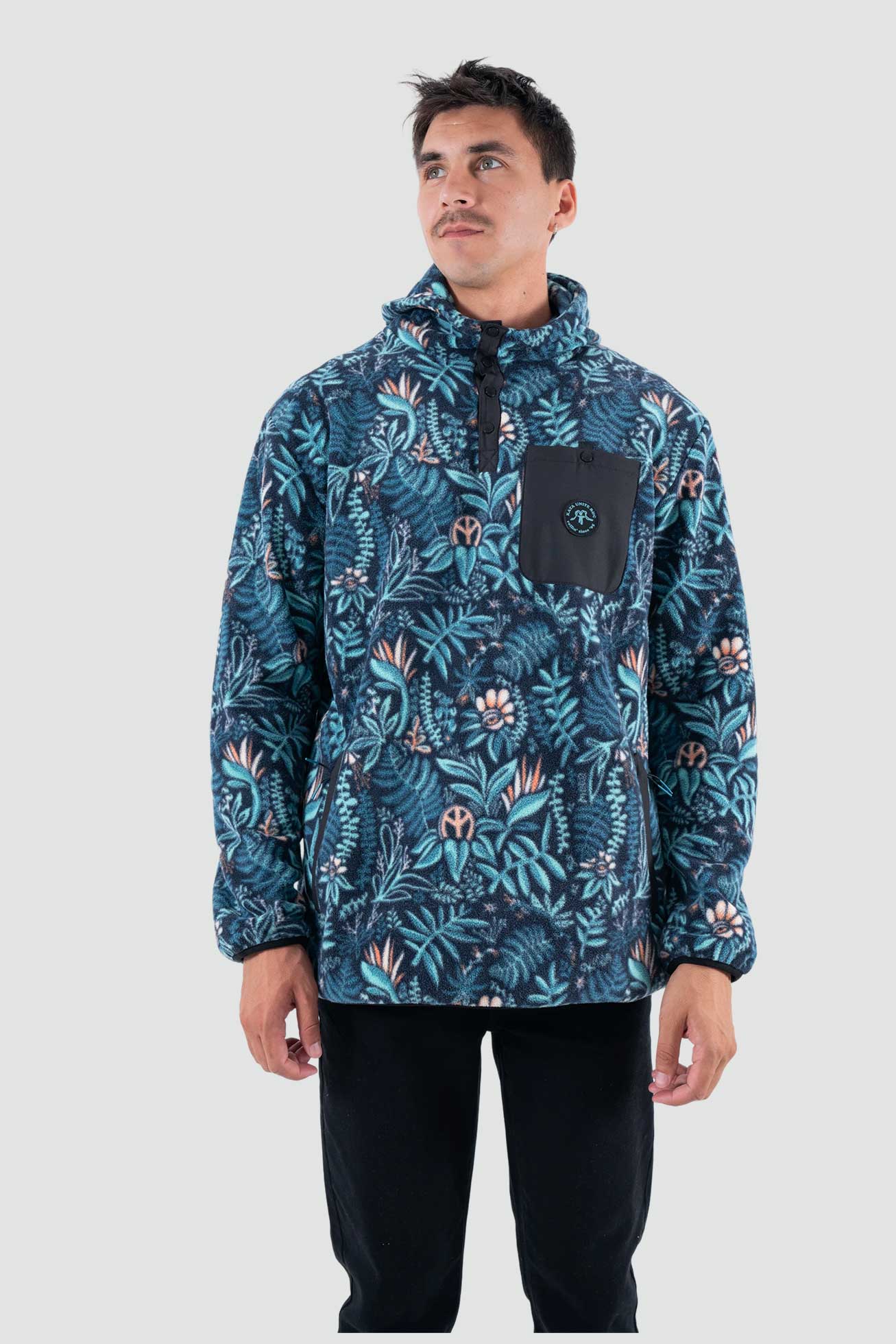 Polar Medio Cierre Hood Yedra Hombre - Teal