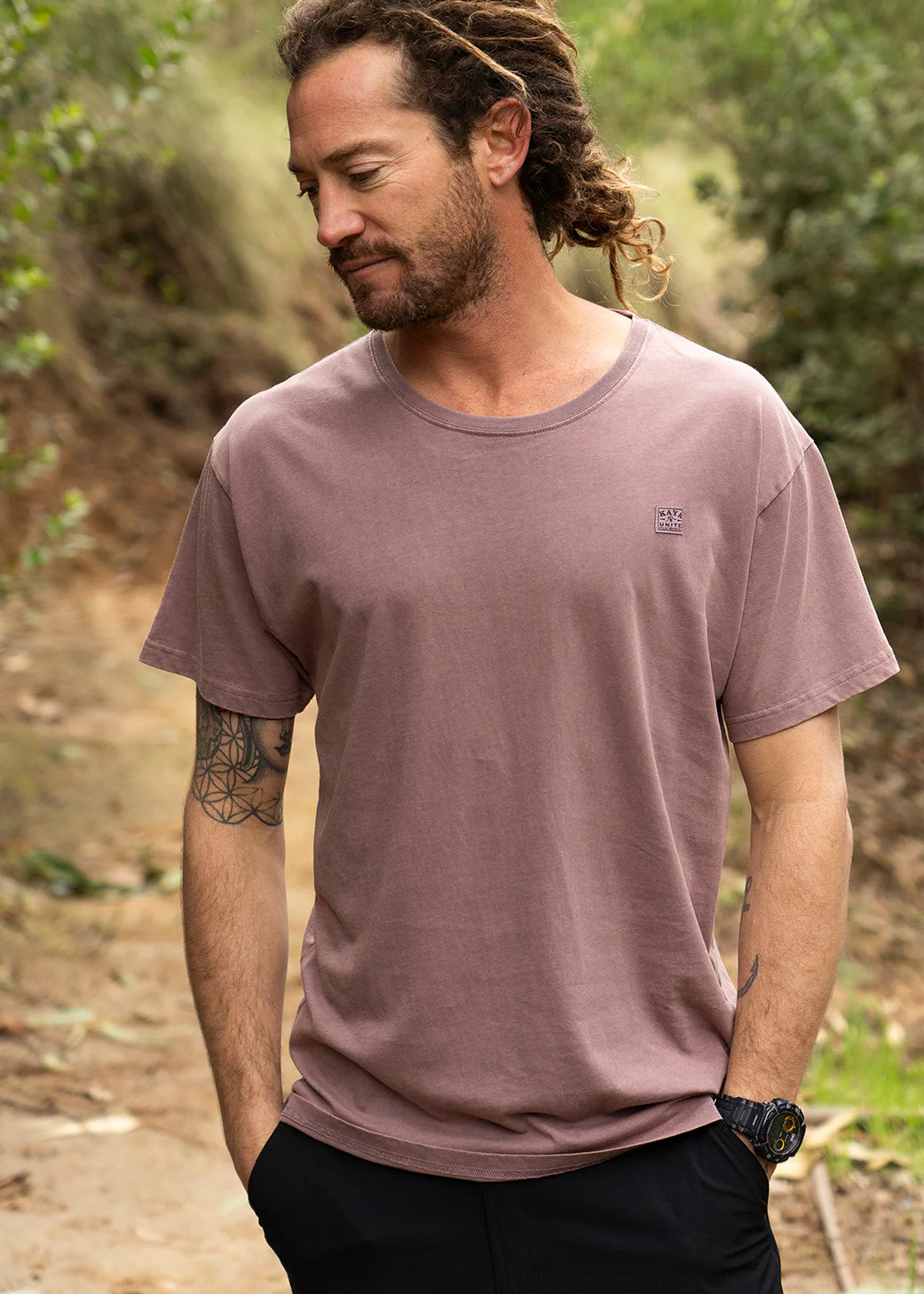 Polera Clásica Algodón Orgánico Daily Hombre - Malva