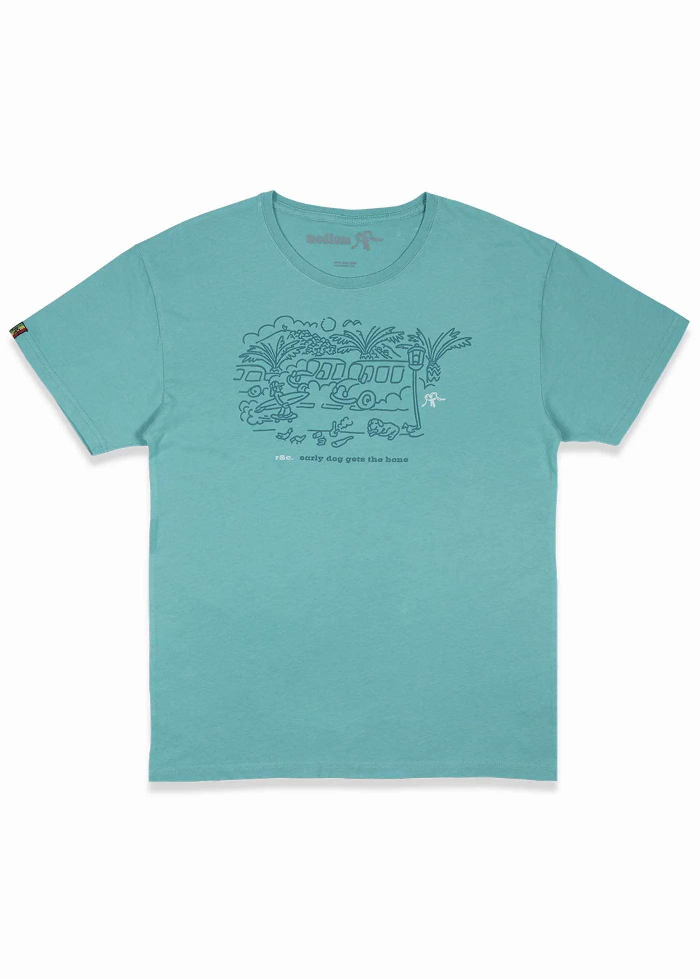 Polera Diseño Algodón Bone Hombre - Turquesa - Image 2