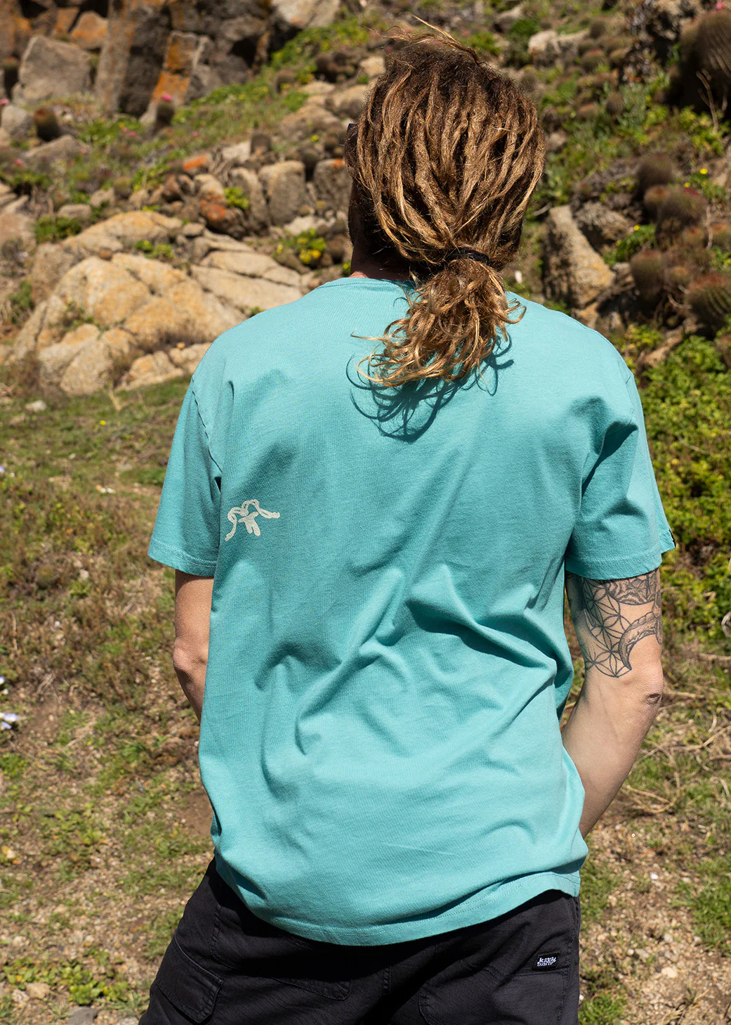 Polera Diseño Algodón Bone Hombre - Turquesa - Image 4