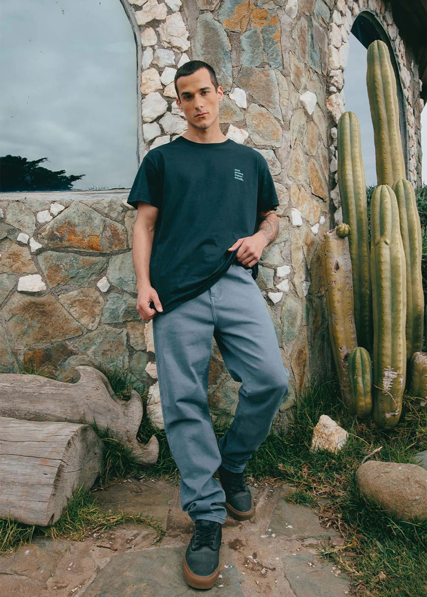 Polera Diseño Algodón Grown Hombre - Negra - Image 6