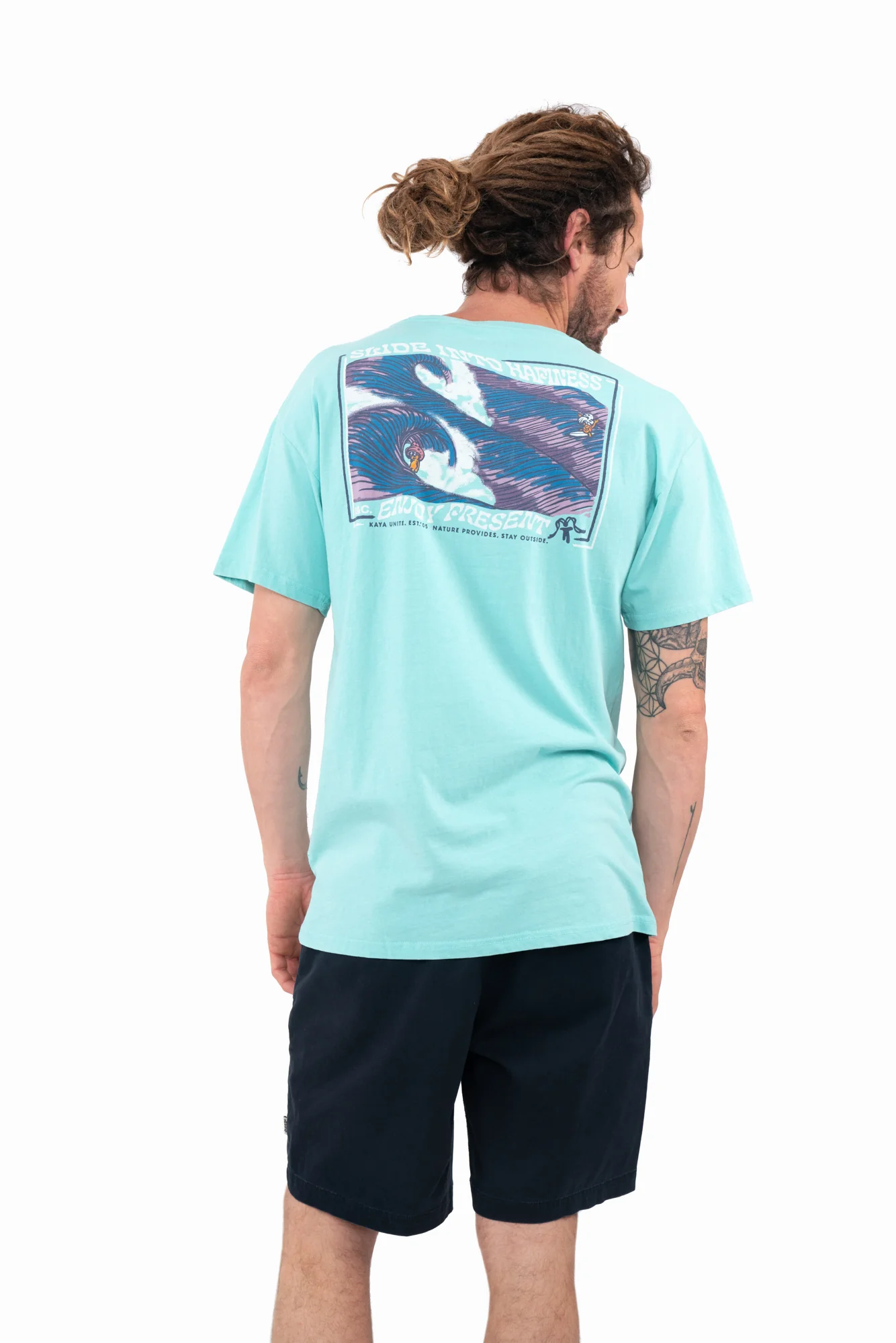 Polera Diseño Algodón Happy Hombre - Teal