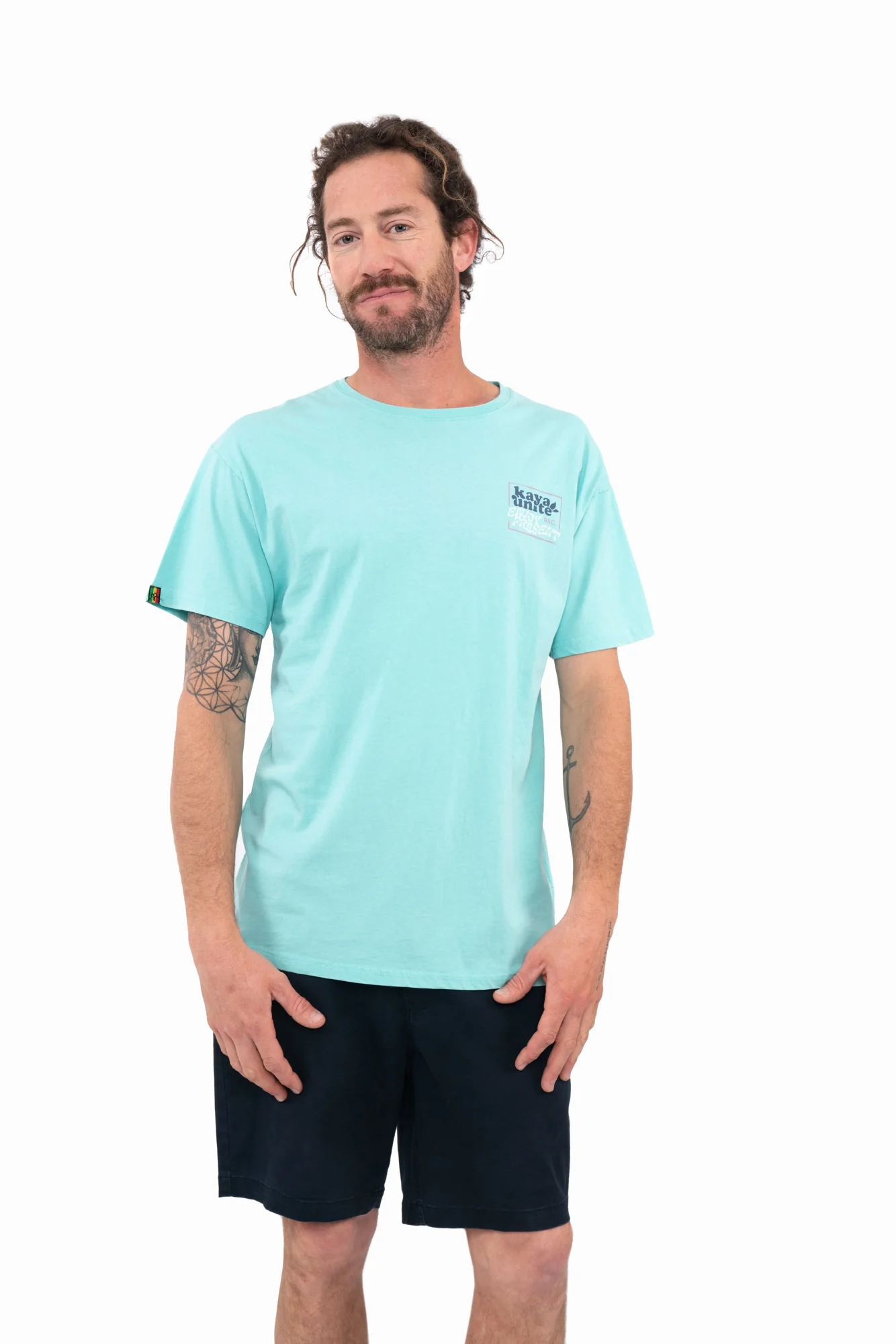 Polera Diseño Algodón Happy Hombre - Teal - Image 2