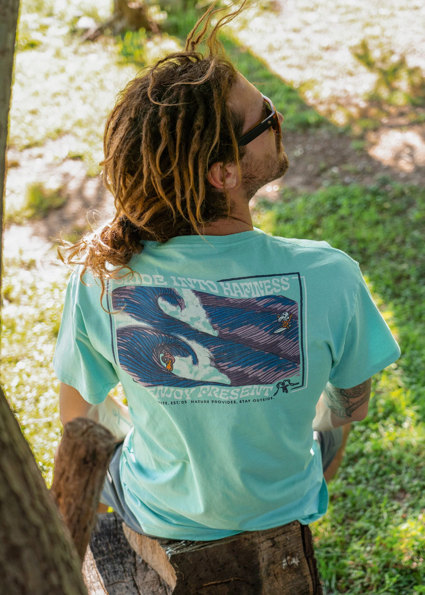 Polera Diseño Algodón Happy Hombre - Teal - Image 5
