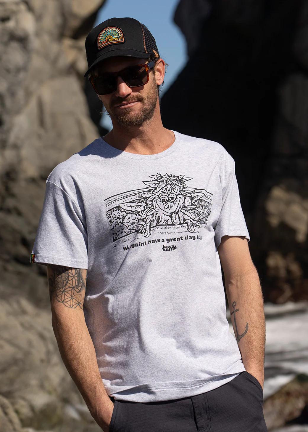 Polera Diseño Algodón Hi Hombre - Gris