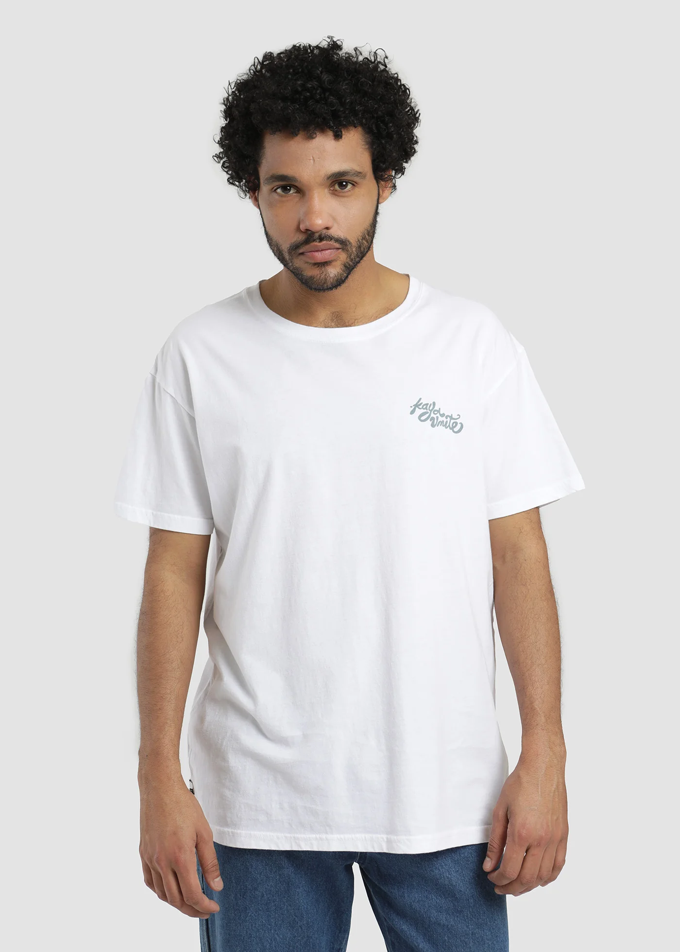 Polera Diseño Algodón Kaya Hombre - Blanca