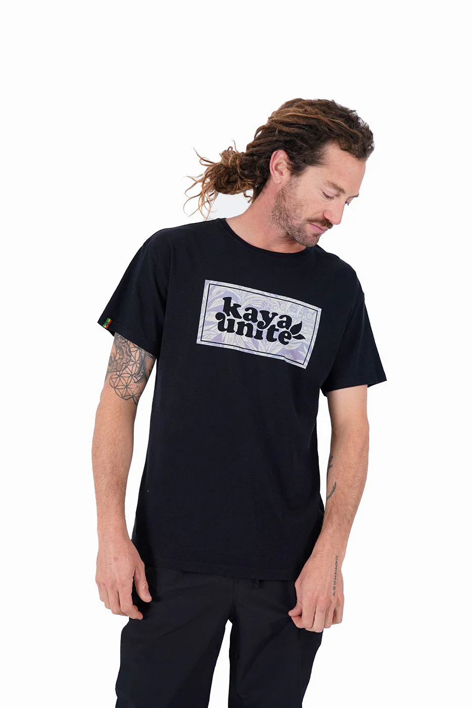 Polera Diseño Algodón Logo Hombre - Negra