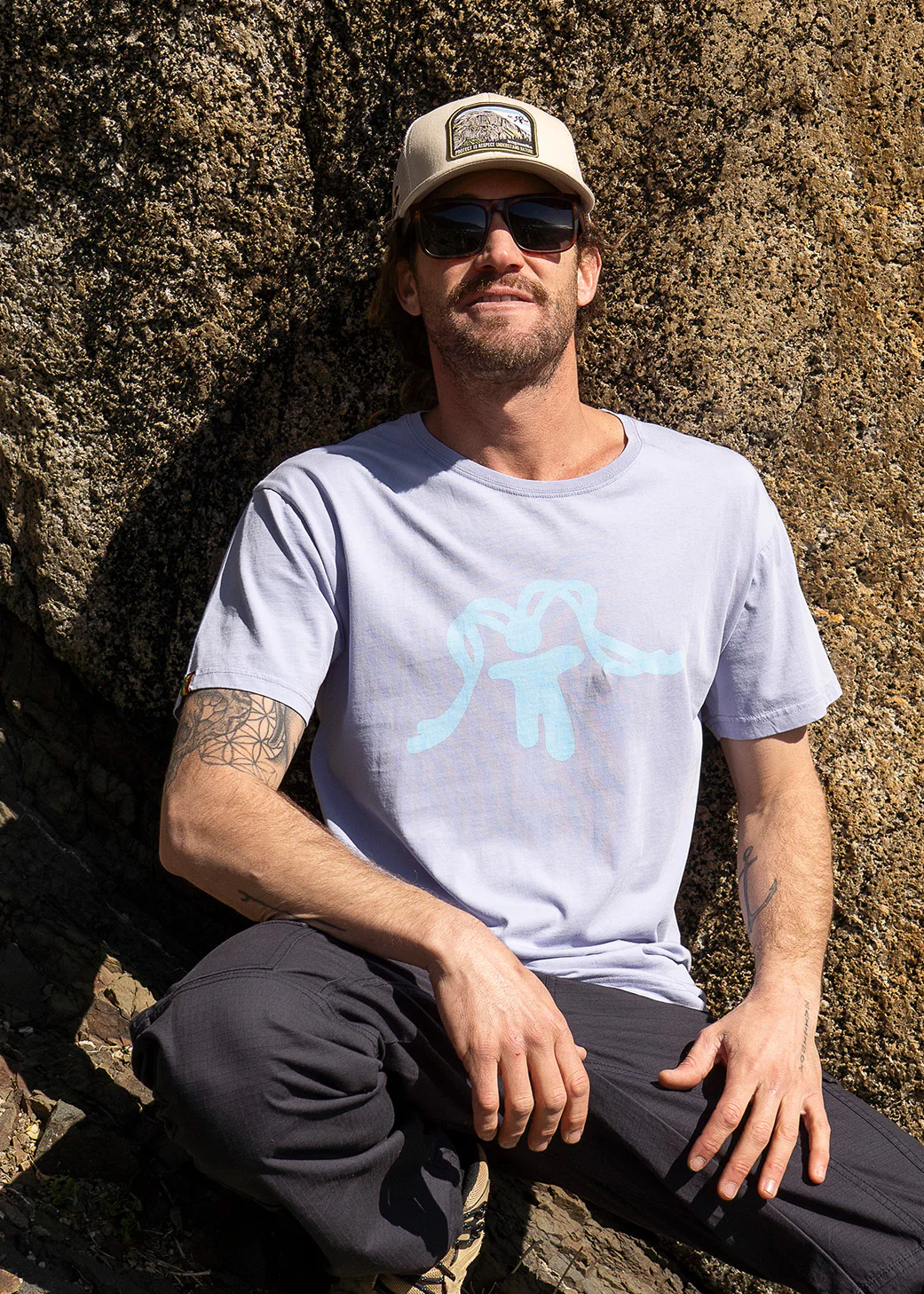 Polera Diseño Algodón Orgánico Aqua Hombre - Morado