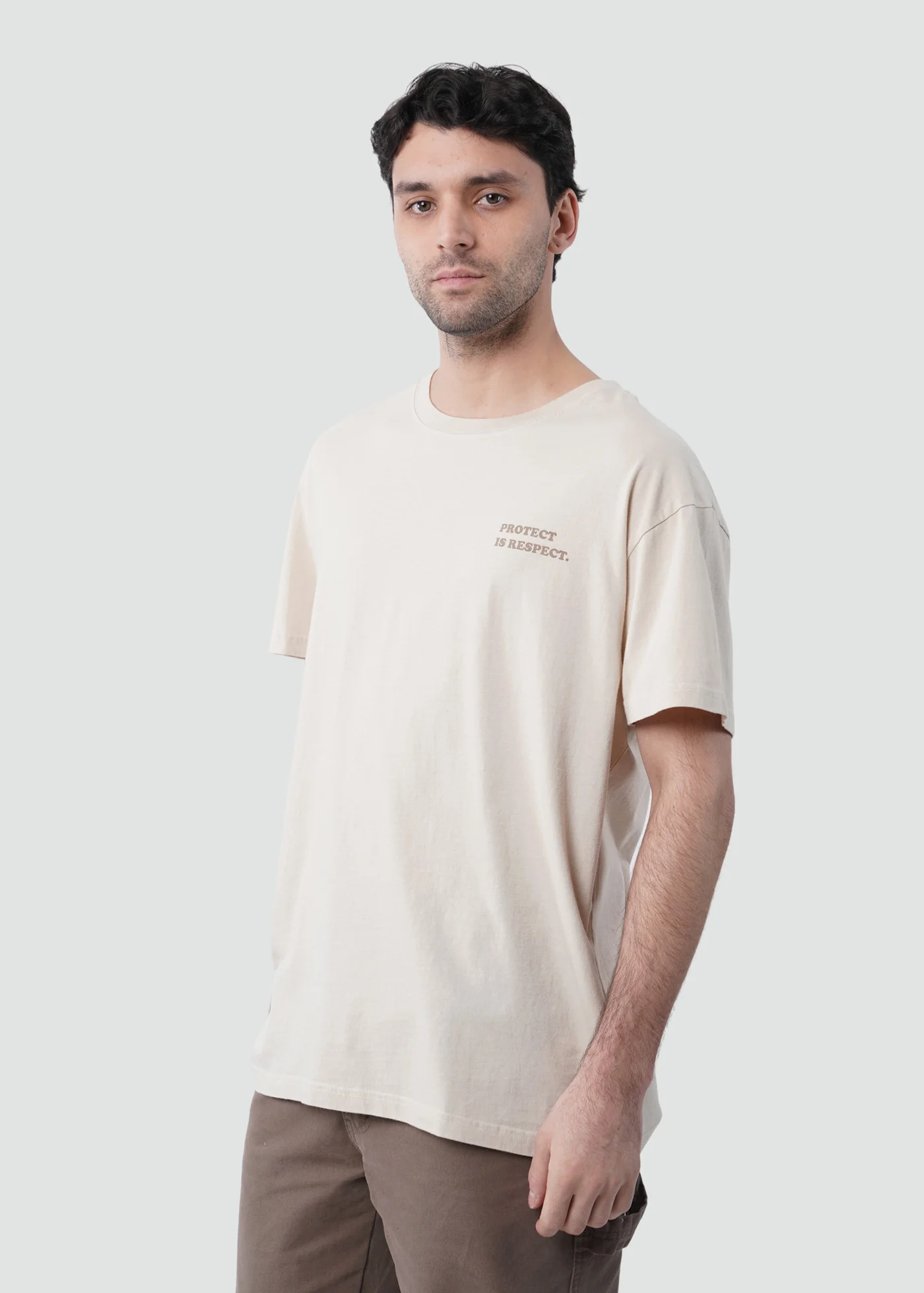 Polera Diseño Algodón Respect Hombre - Bone