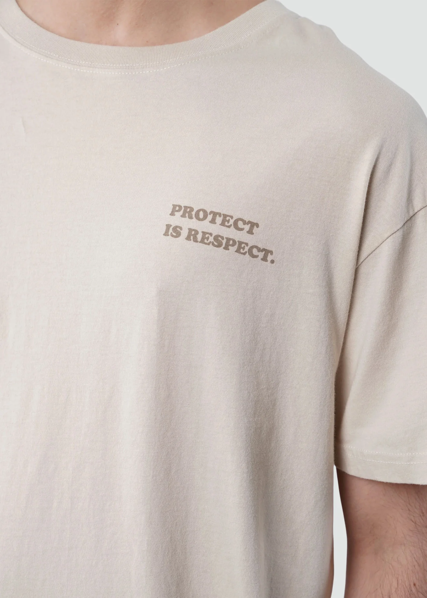 Polera Diseño Algodón Respect Hombre - Bone - Image 3
