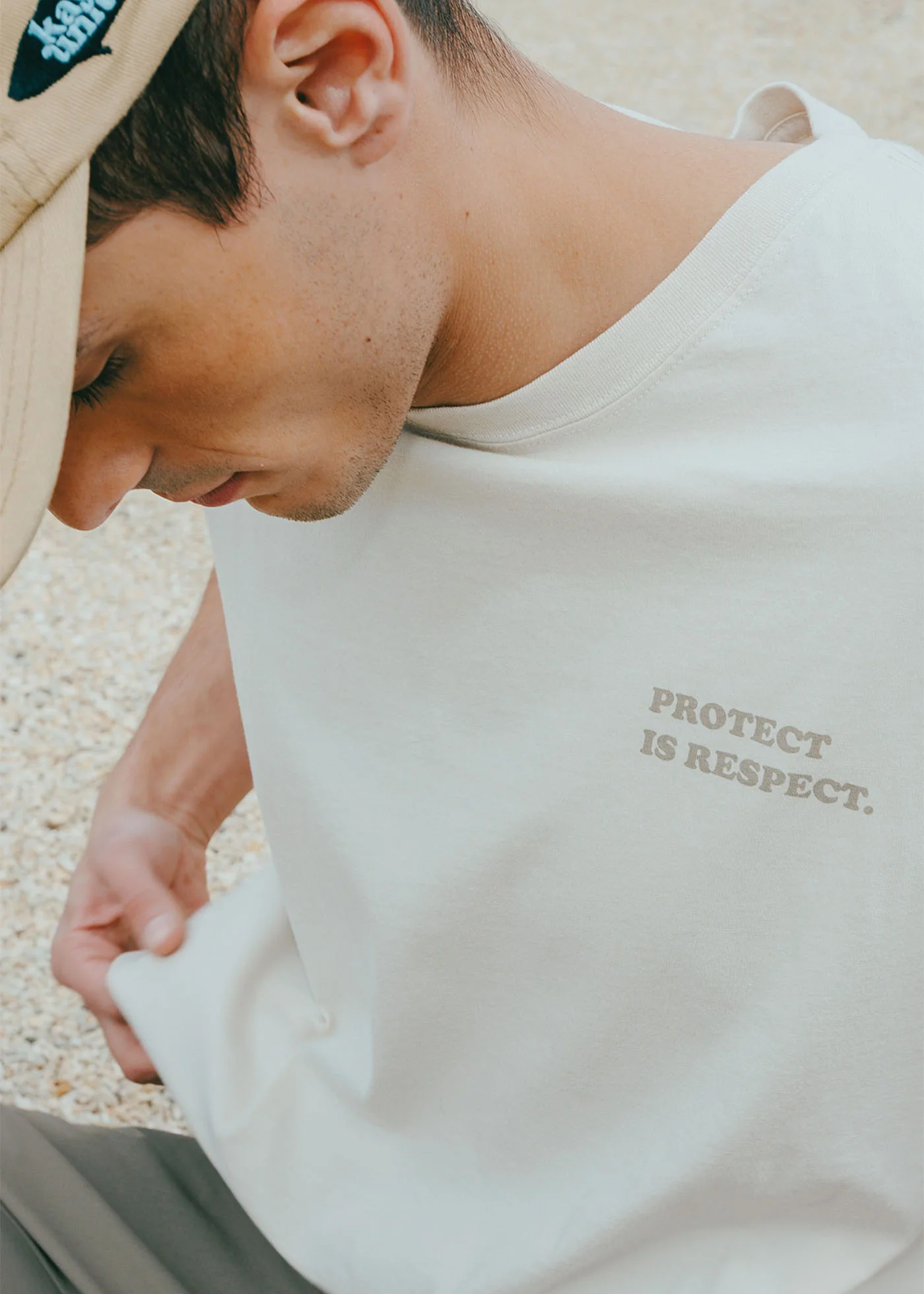 Polera Diseño Algodón Respect Hombre - Bone - Image 8