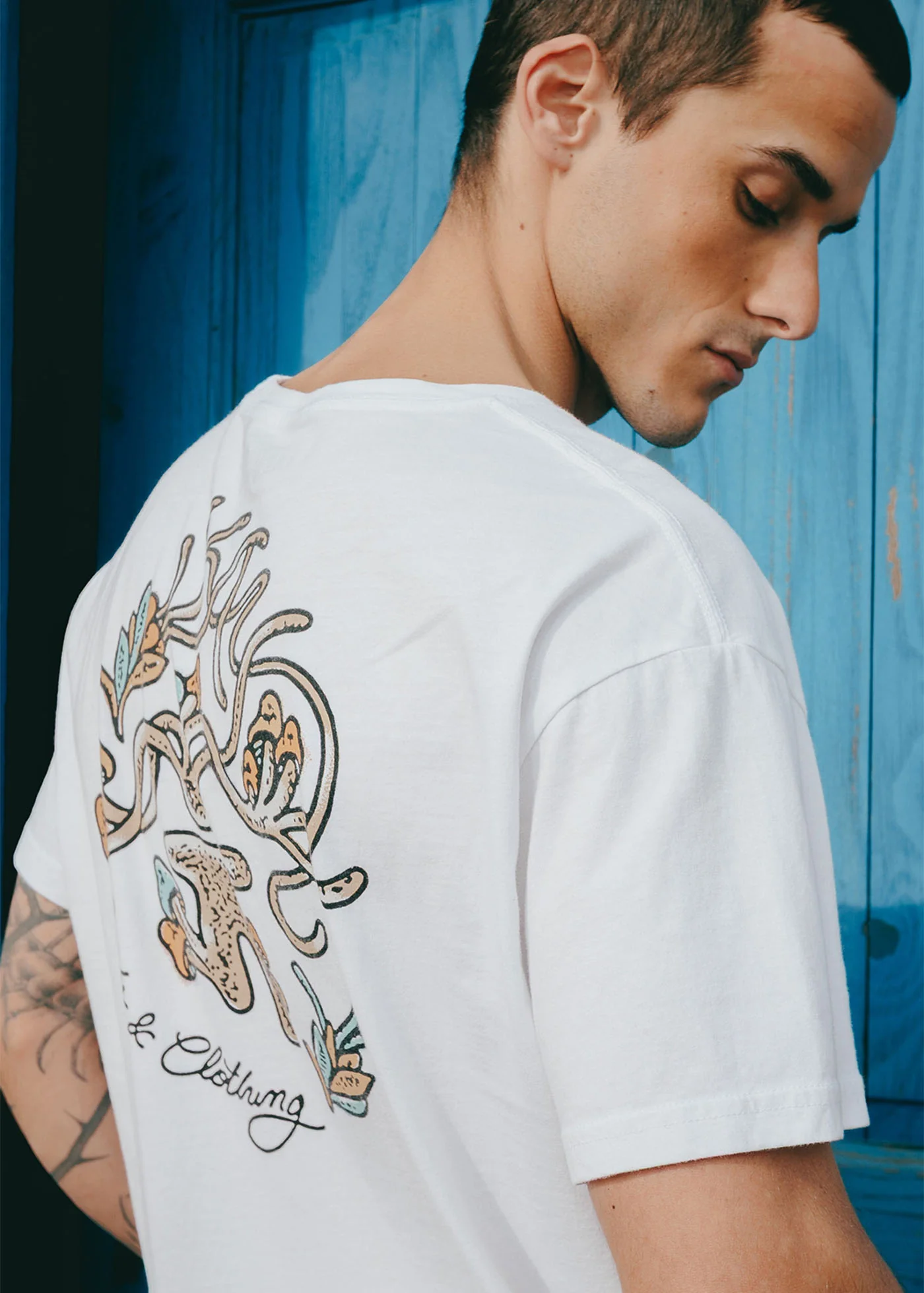 Polera Diseño Algodón Roots Hombre - Blanca - Image 7