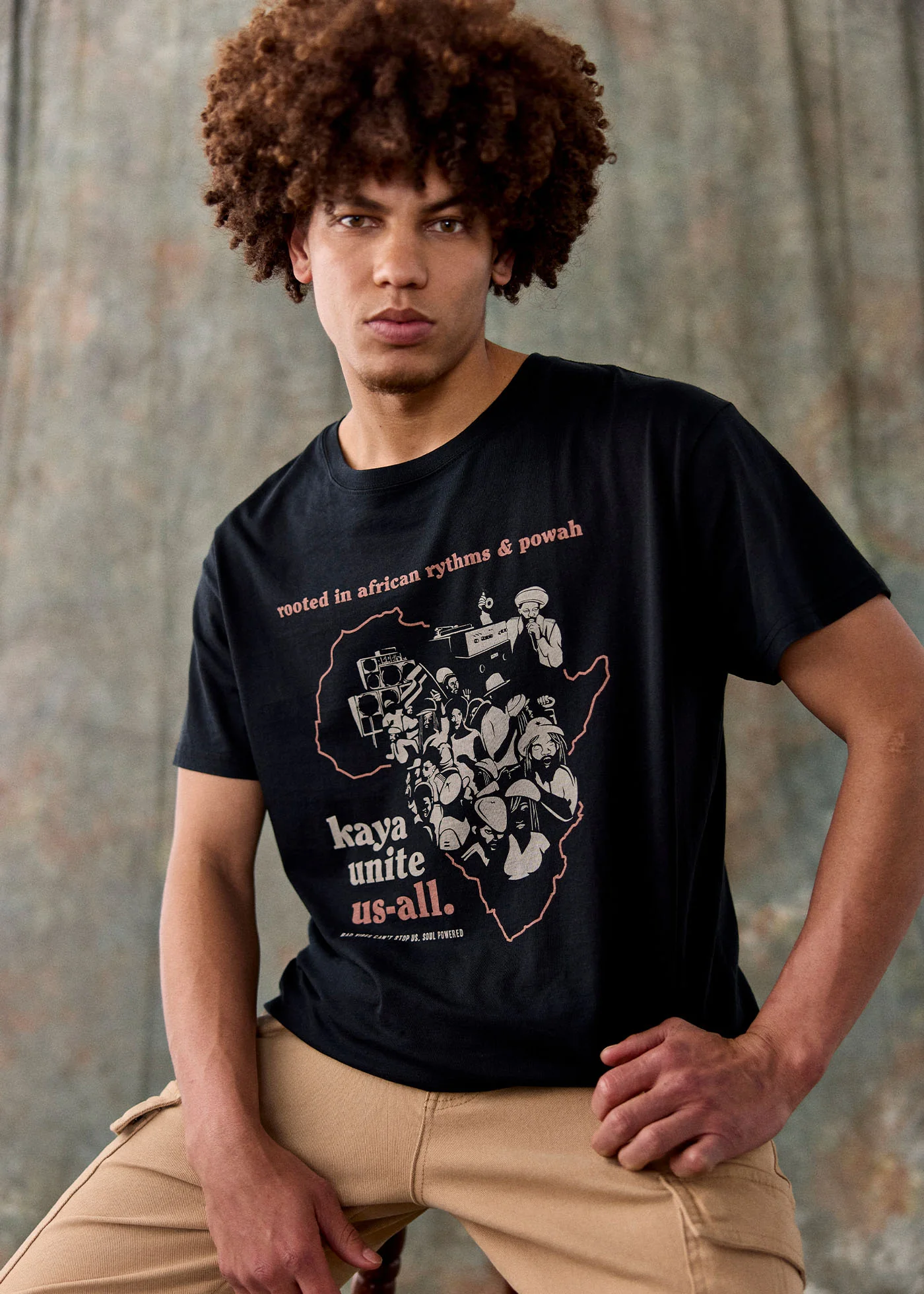 Polera Diseño Algodón Unite Hombre - Negra - Image 3