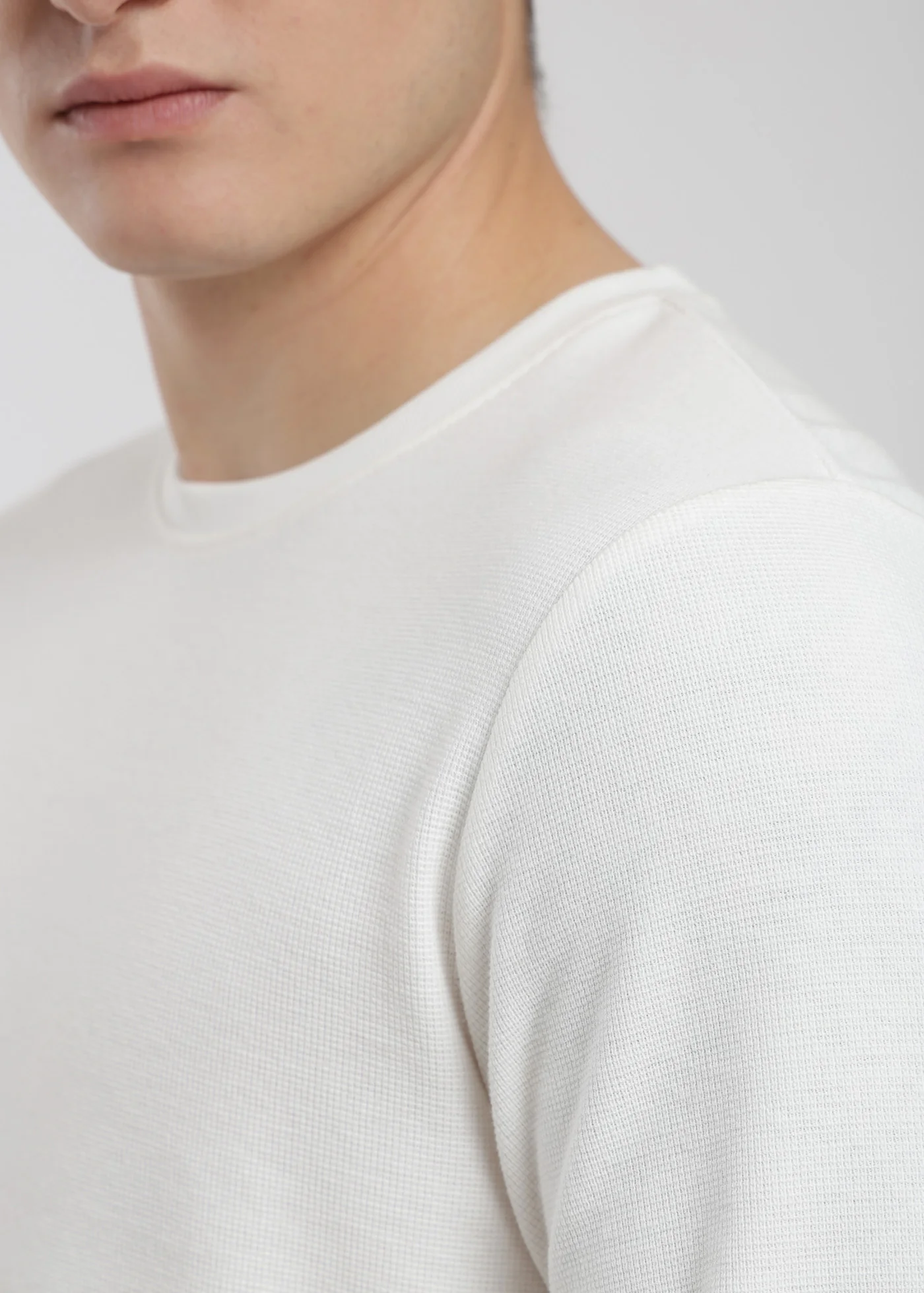 Polera Manga Larga Algodón Waffle Hombre - Crema - Image 3
