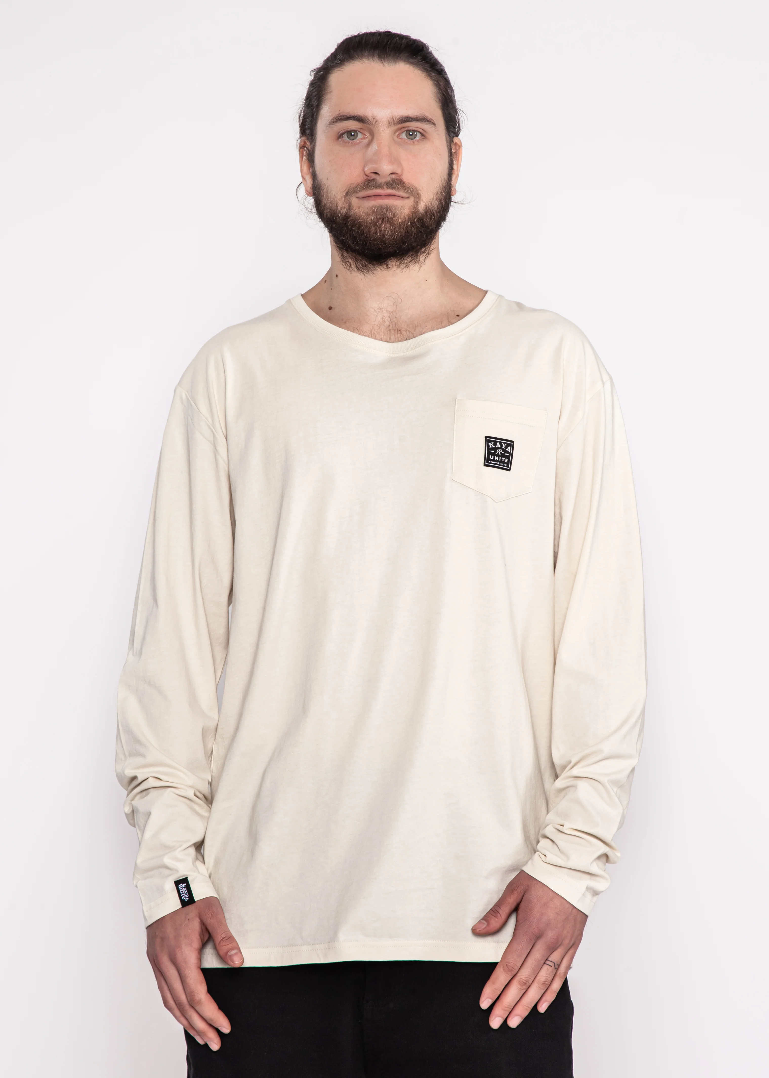 Polera Manga Larga Clásica Algodón Daily Hombre - Crema