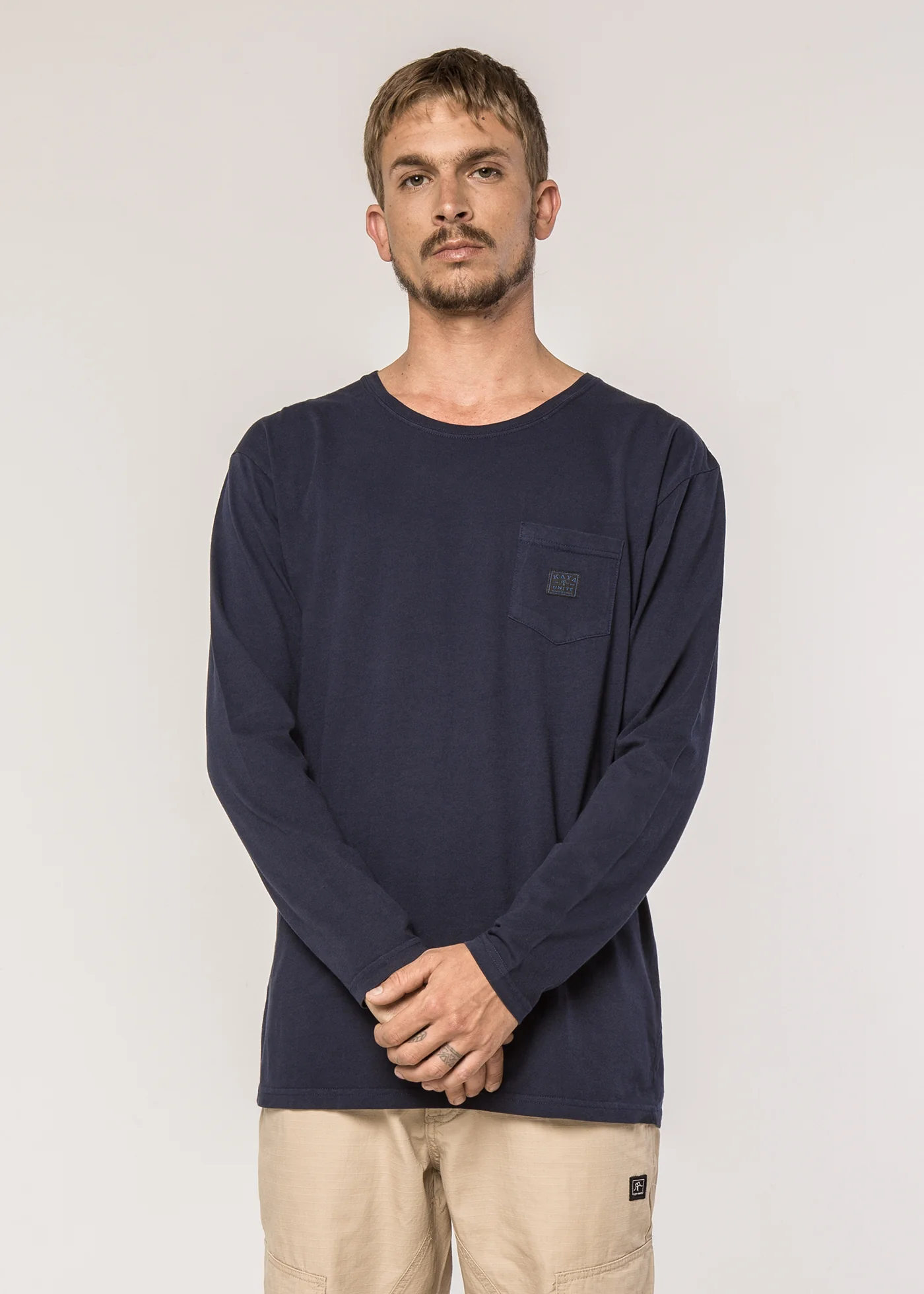 Polera Manga Larga Clásica Algodón Daily Hombre - Navy