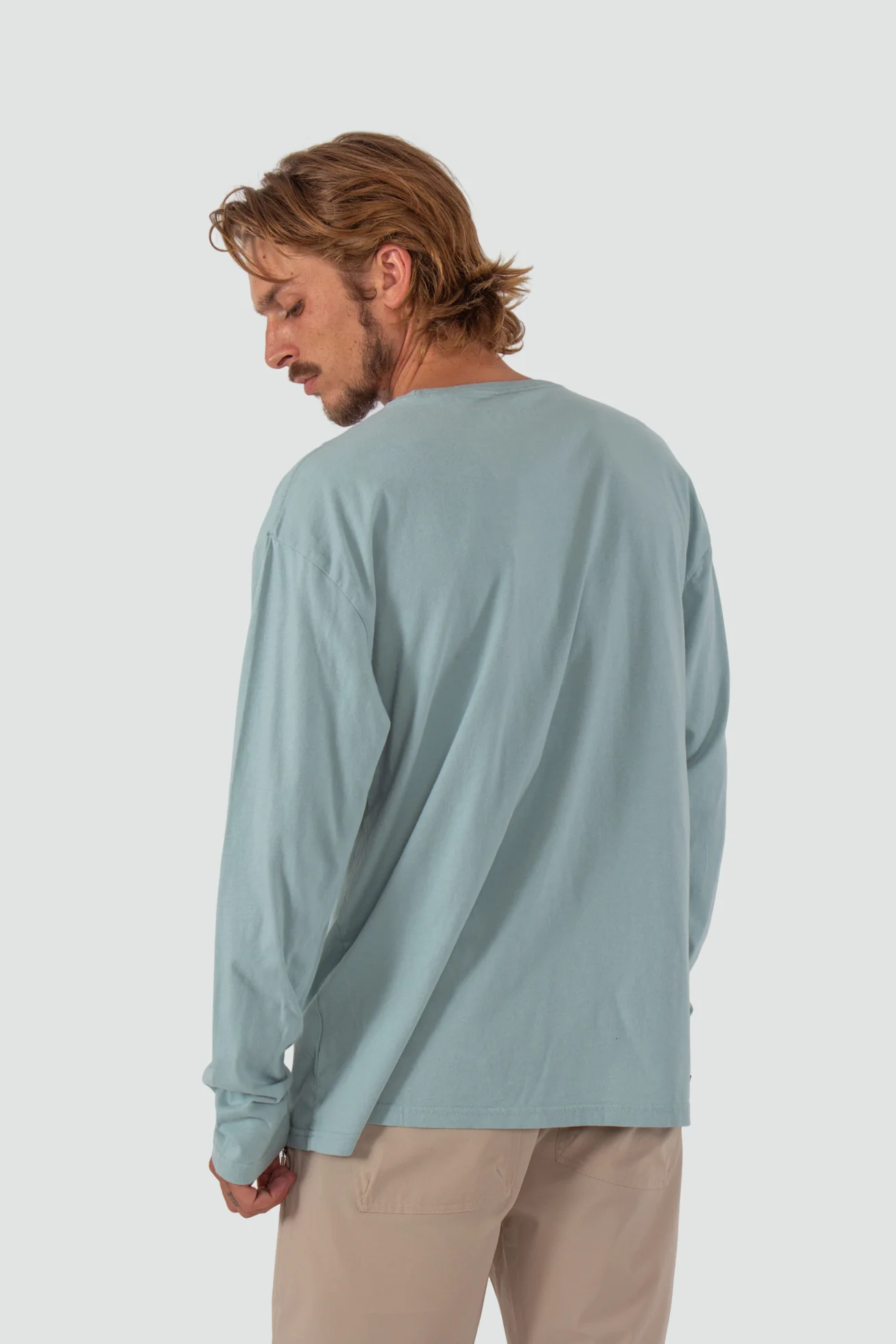 Polera Manga Larga Clásica Algodón Daily Hombre - Verde Claro - Image 2