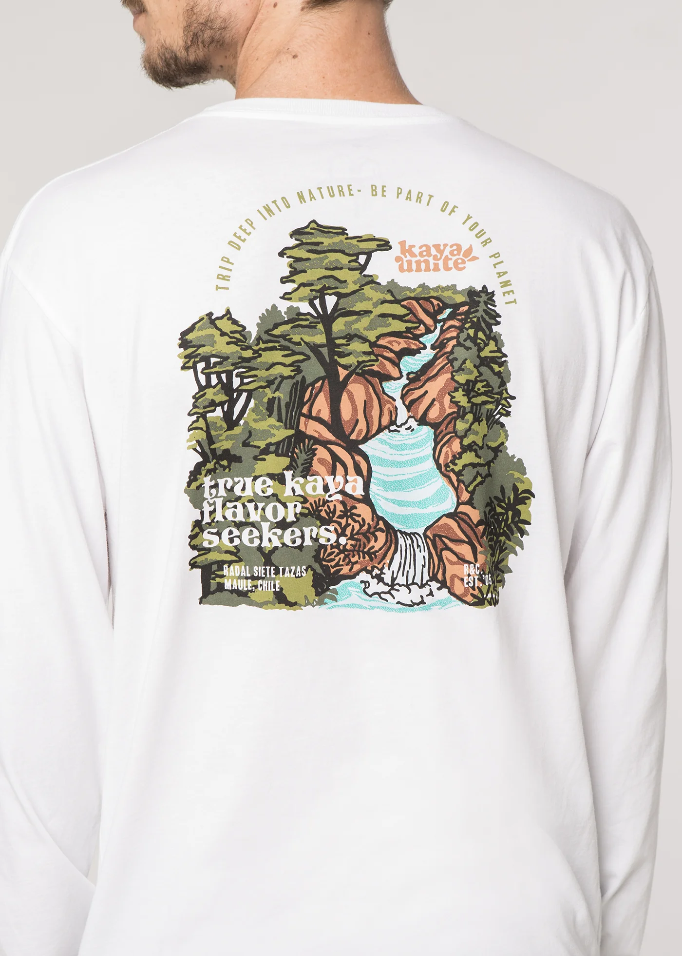 Polera Manga Larga Diseño Algodón Orgánico 7 Tazas Hombre - Blanca - Image 5