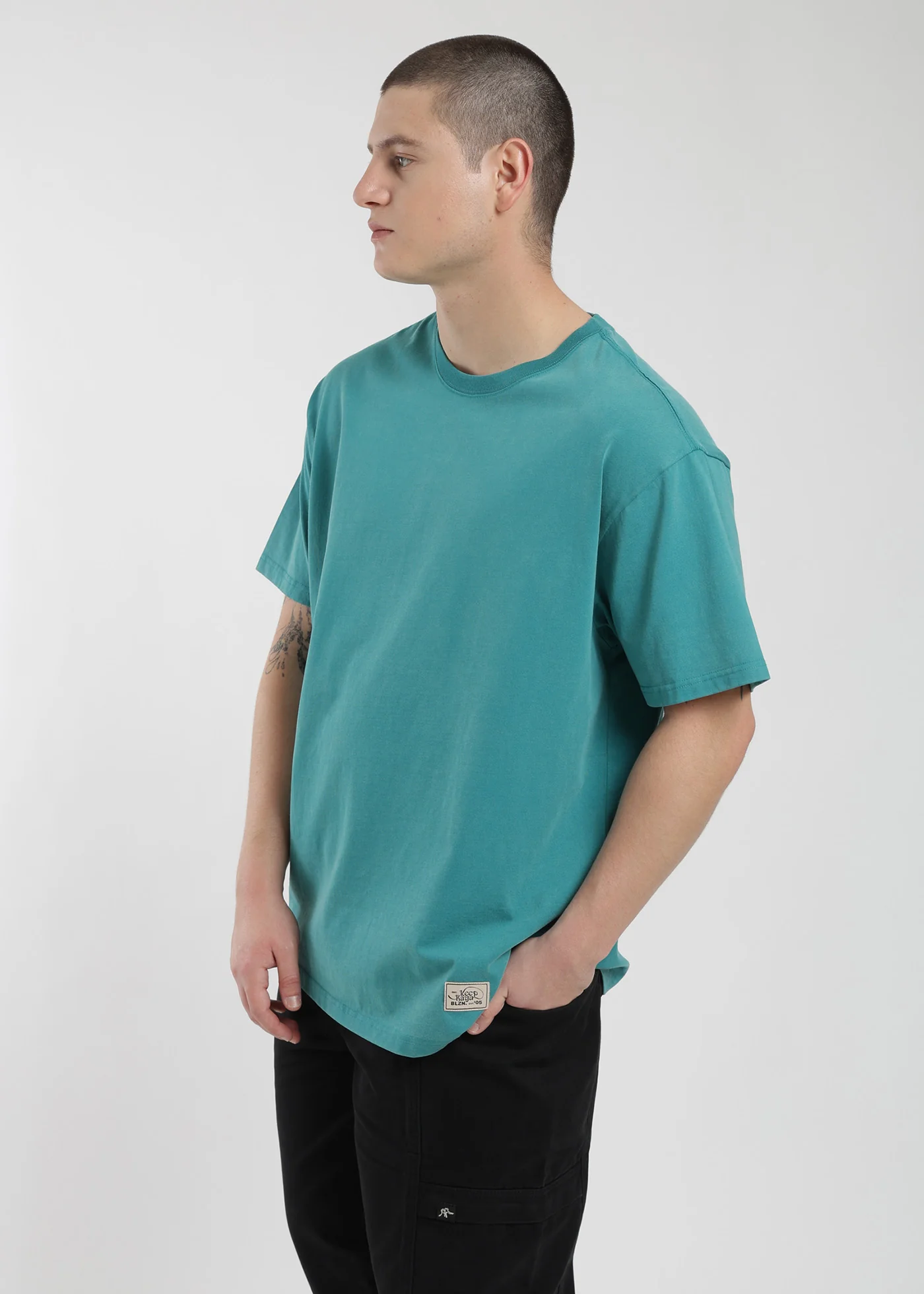 Polera Oversize Algodón Heavyweight Hombre - Turquesa - Image 2