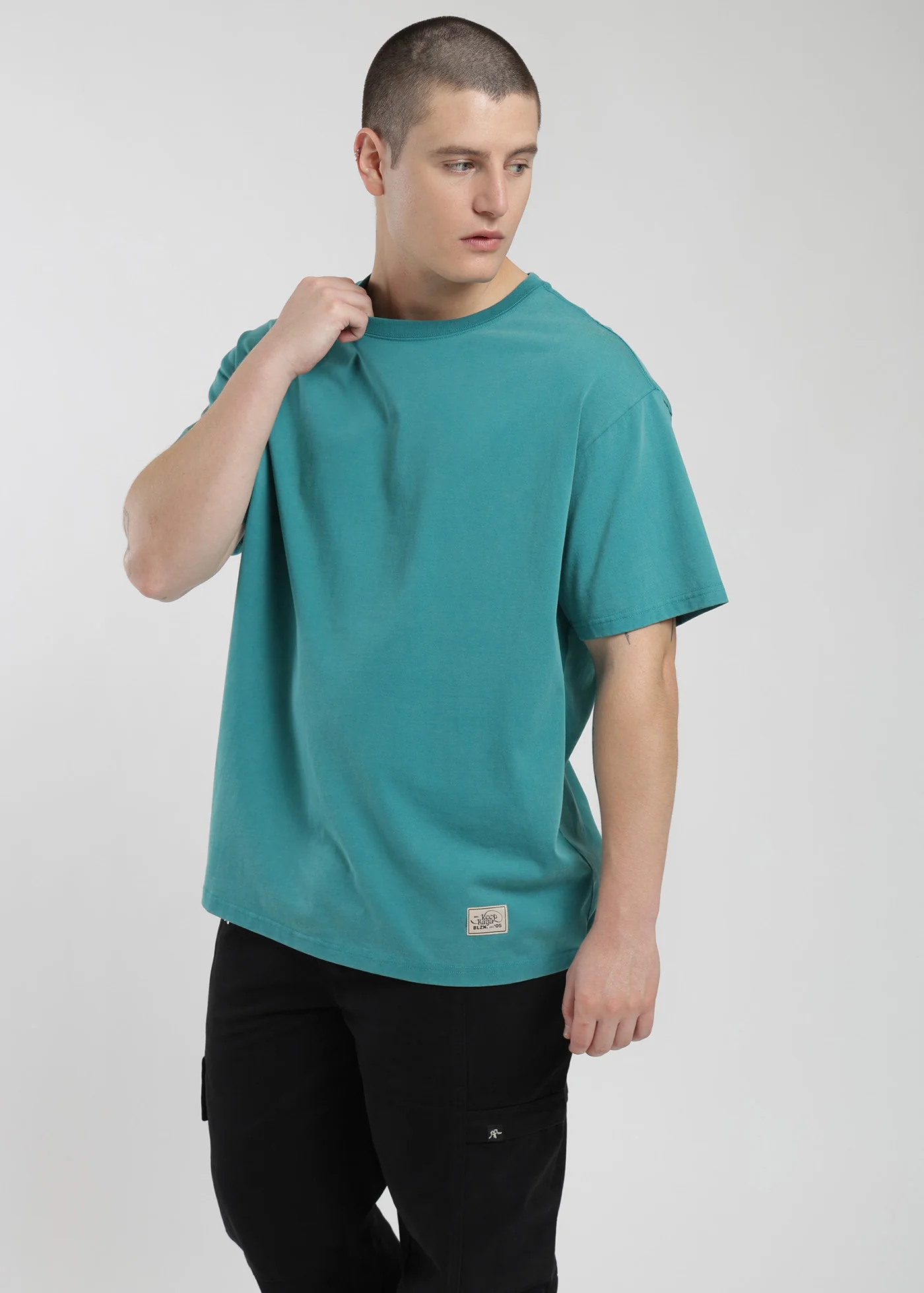 Polera Oversize Algodón Heavyweight Hombre - Turquesa - Image 3