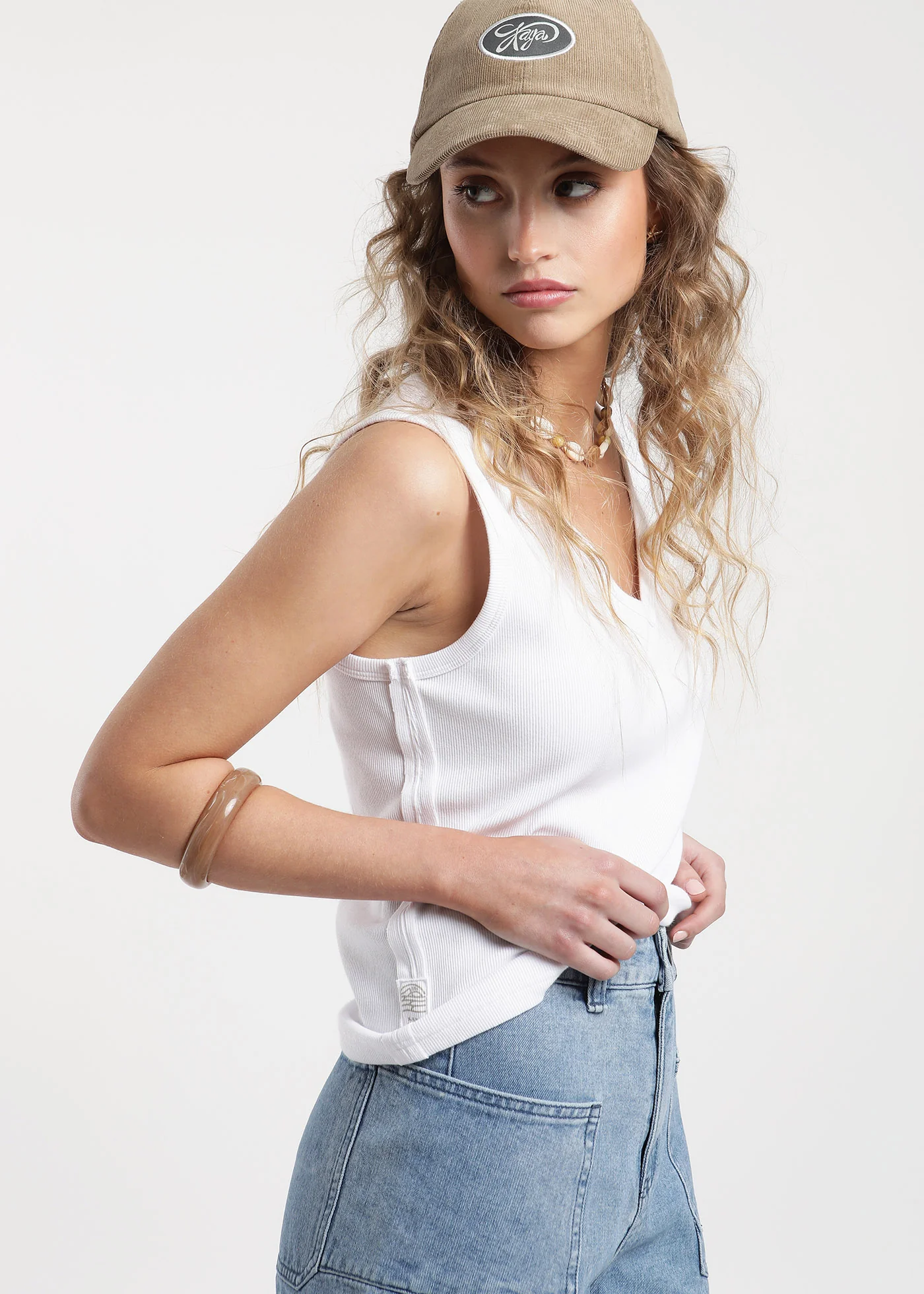Polera Sin Mangas Algodón Mujer - Ecru