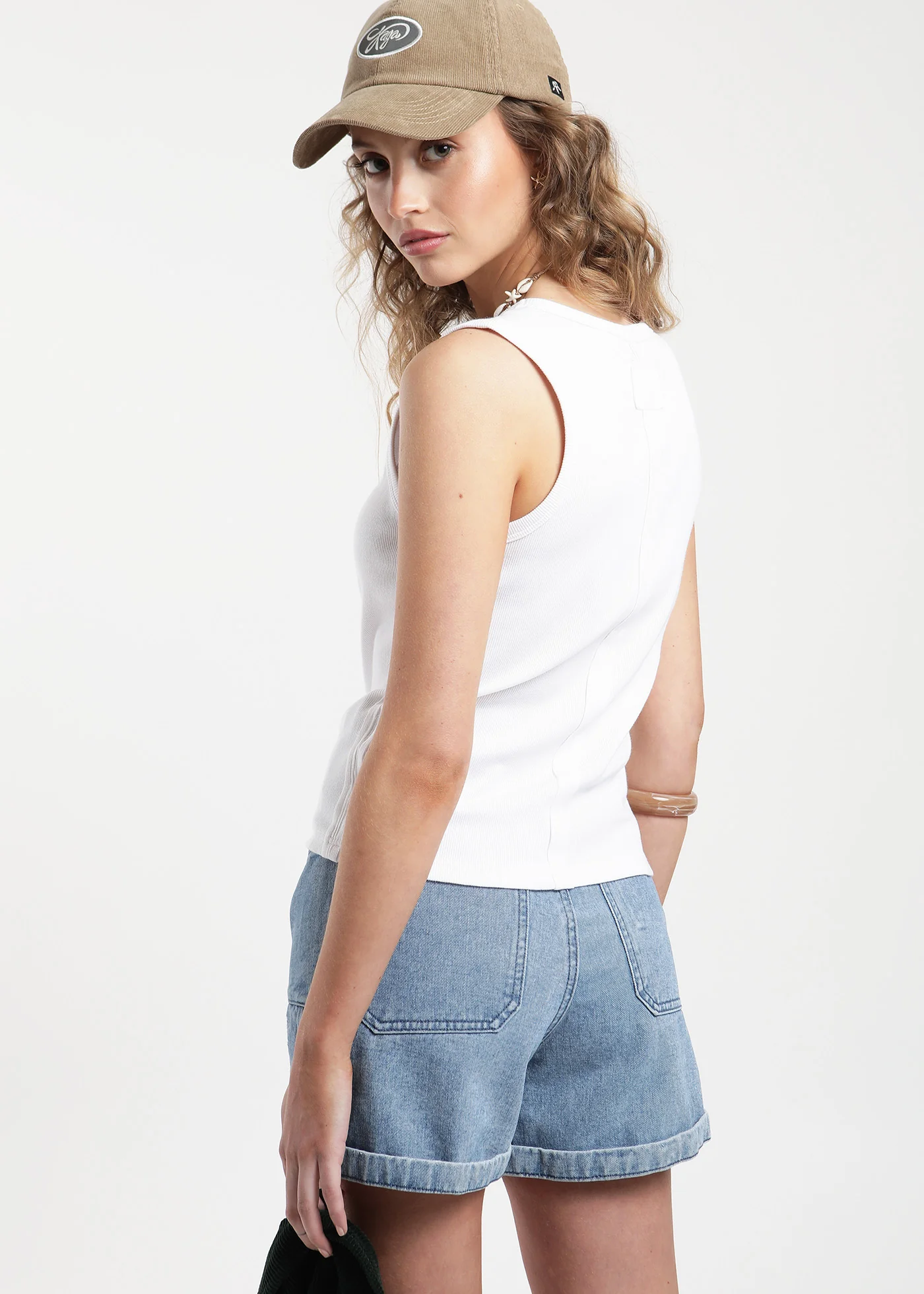 Polera Sin Mangas Algodón Mujer - Ecru - Image 4