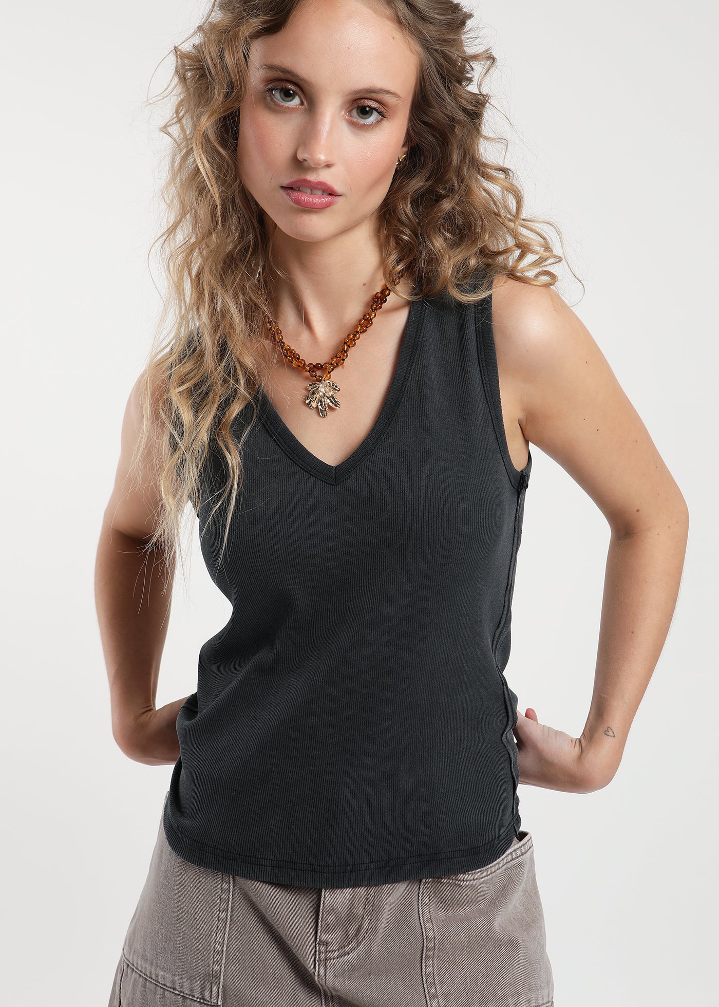 Polera Sin Mangas Algodón Mujer - Negra