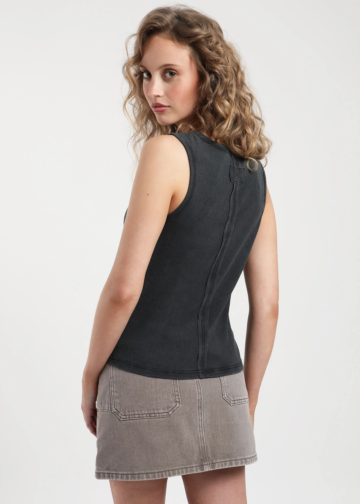 Polera Sin Mangas Algodón Mujer - Negra - Image 3