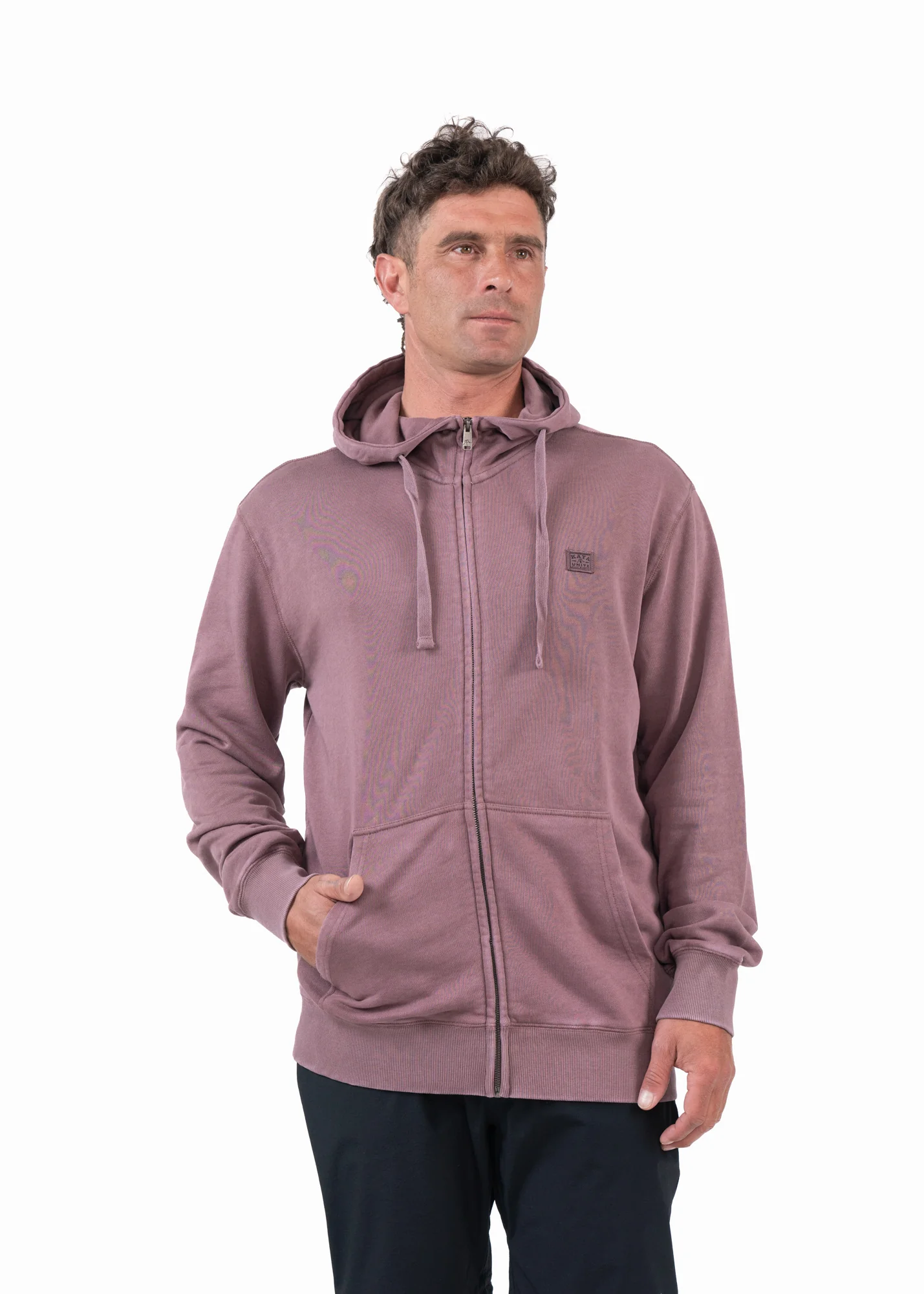 Polerón Con Cierre Algodón Liviano Solid Hombre - Ciruela