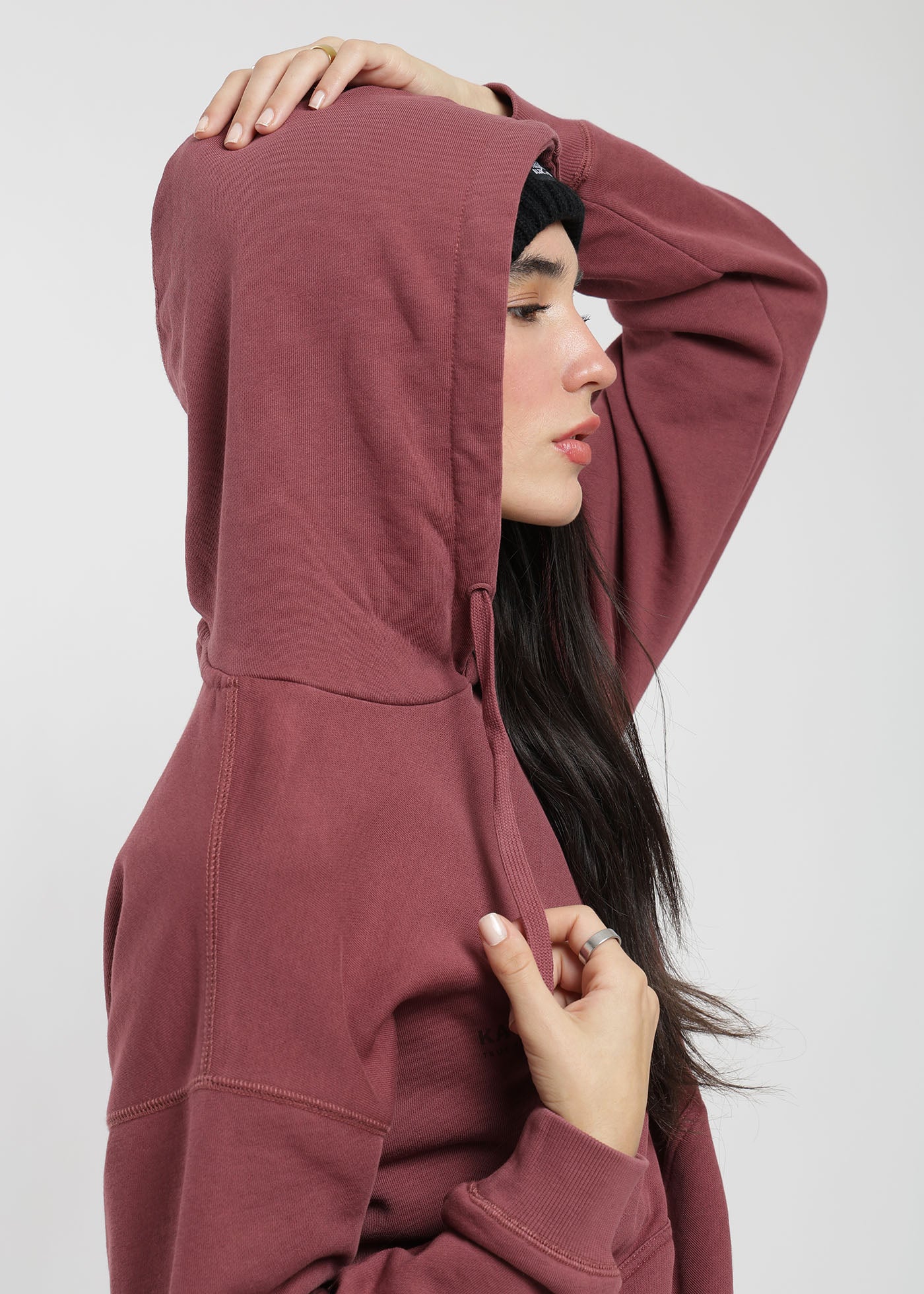 Polerón Hoodie Algodón Print Botanical Mujer - Burdeo - Image 4