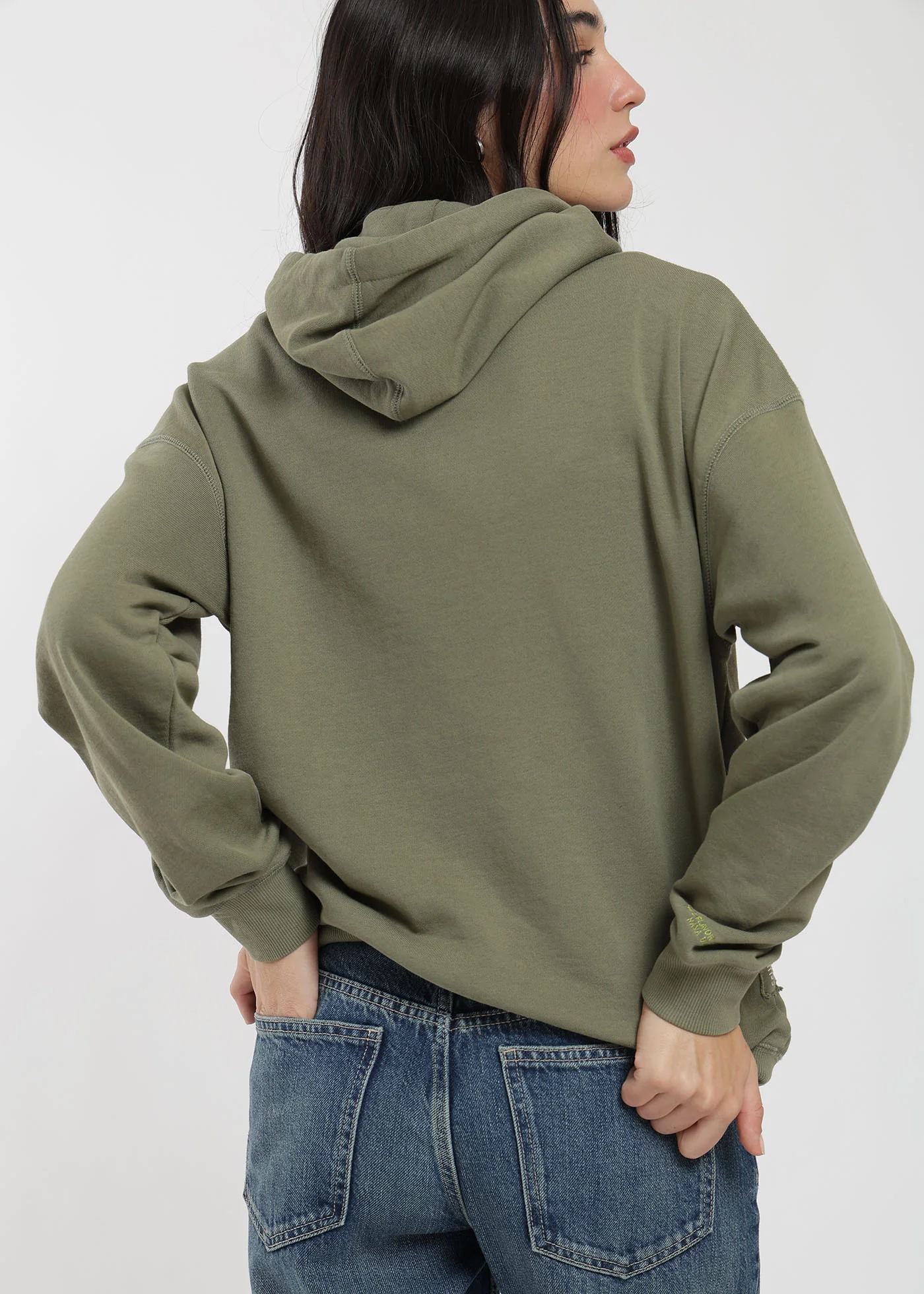 Polerón Hoodie Algodón Print Sun Kaya Mujer - Oliva - Image 3
