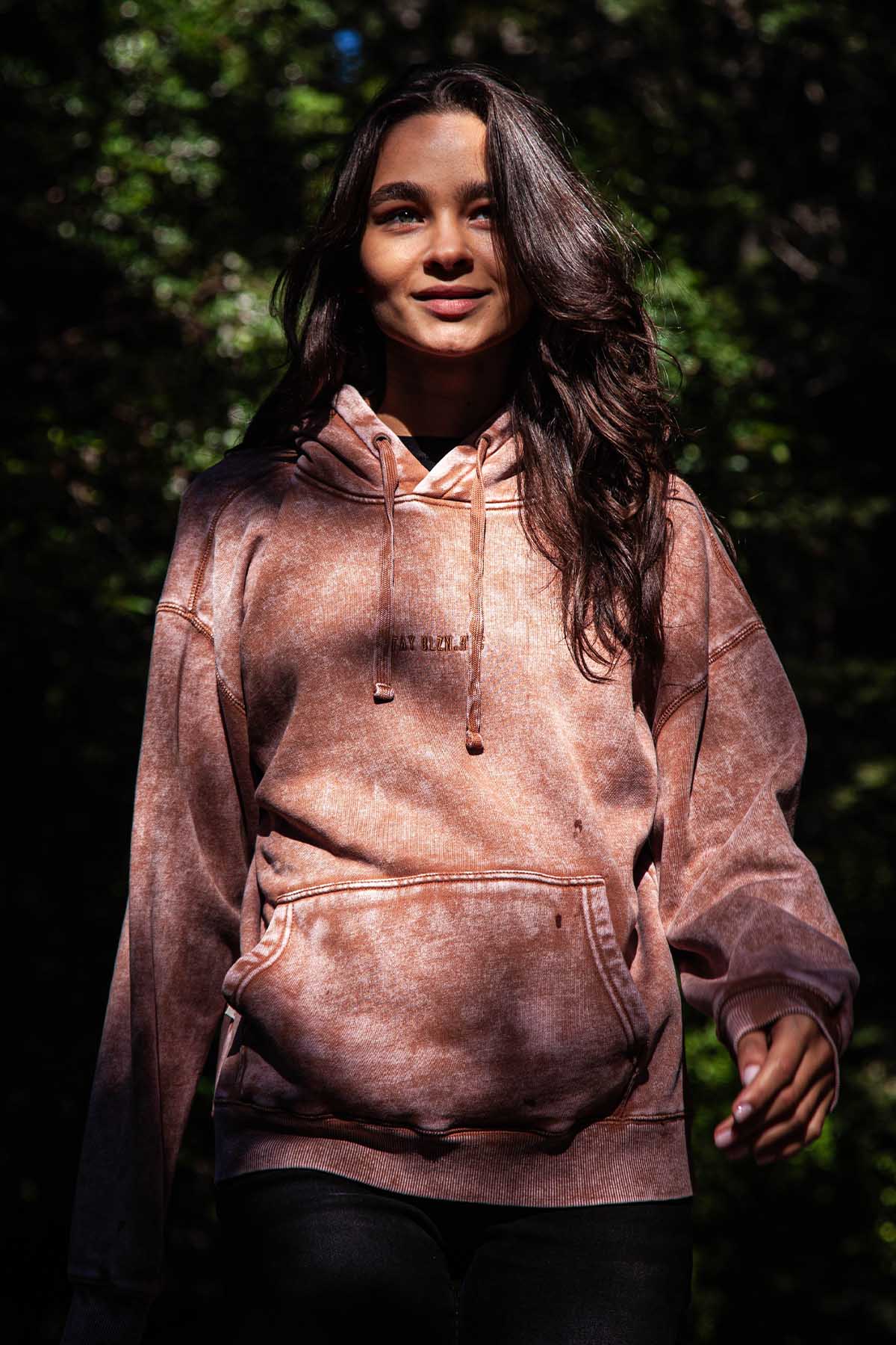 Polerón Hoodie Algodón Solid Mujer - Terracota - Image 2