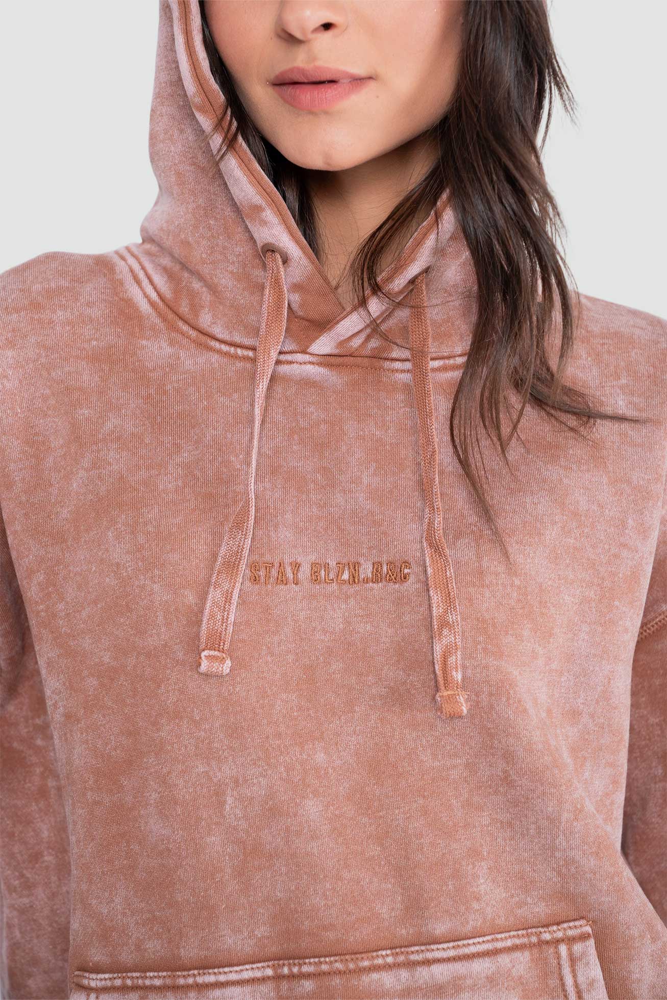 Polerón Hoodie Algodón Solid Mujer - Terracota - Image 5