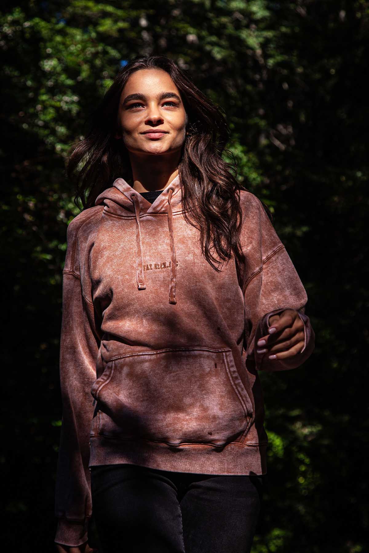 Polerón Hoodie Algodón Solid Mujer - Terracota - Image 8