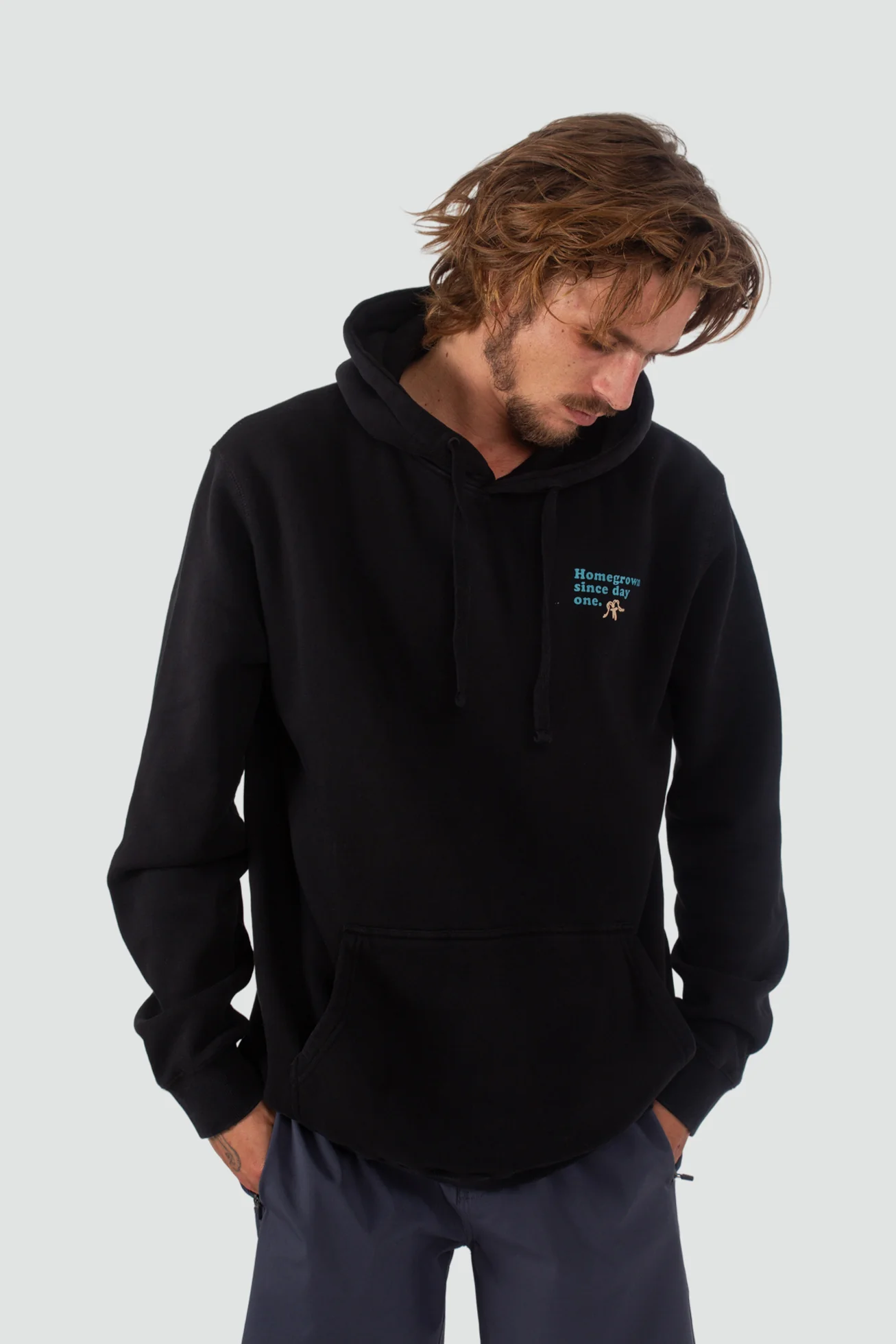 Polerón Hoodie Algodón Stuff Hombre - Negro